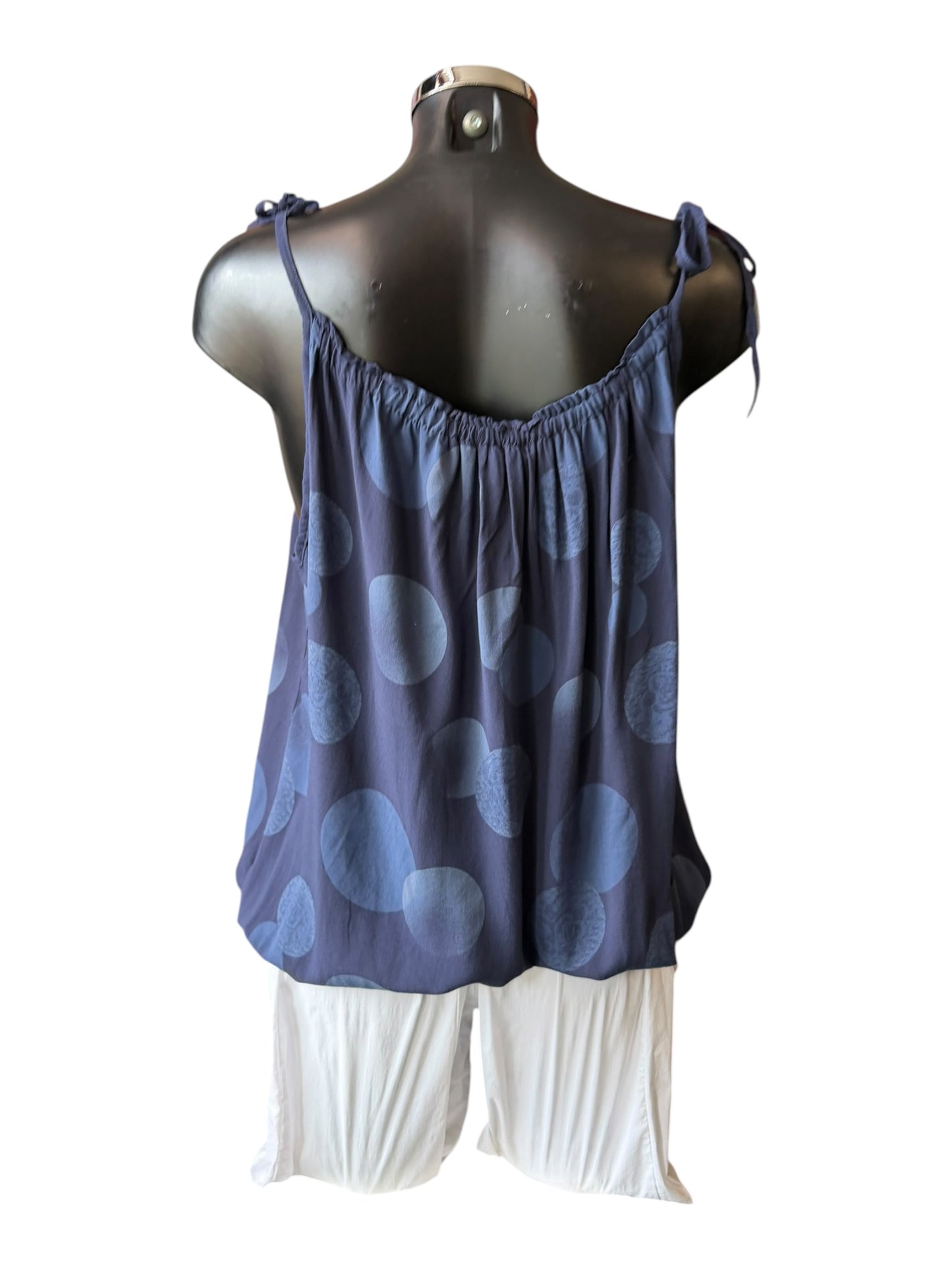 Doris strappy spot vest top - Navy