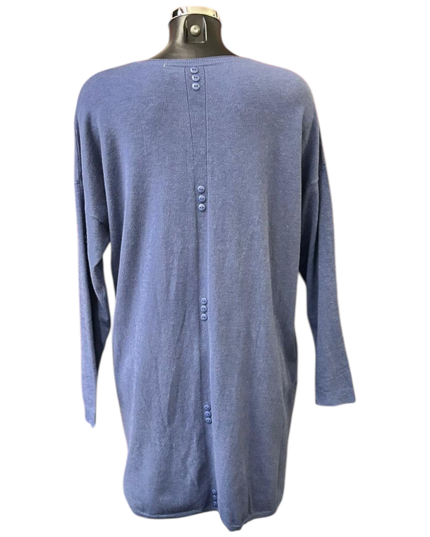 Davina v neck button back tunic dress - Denim