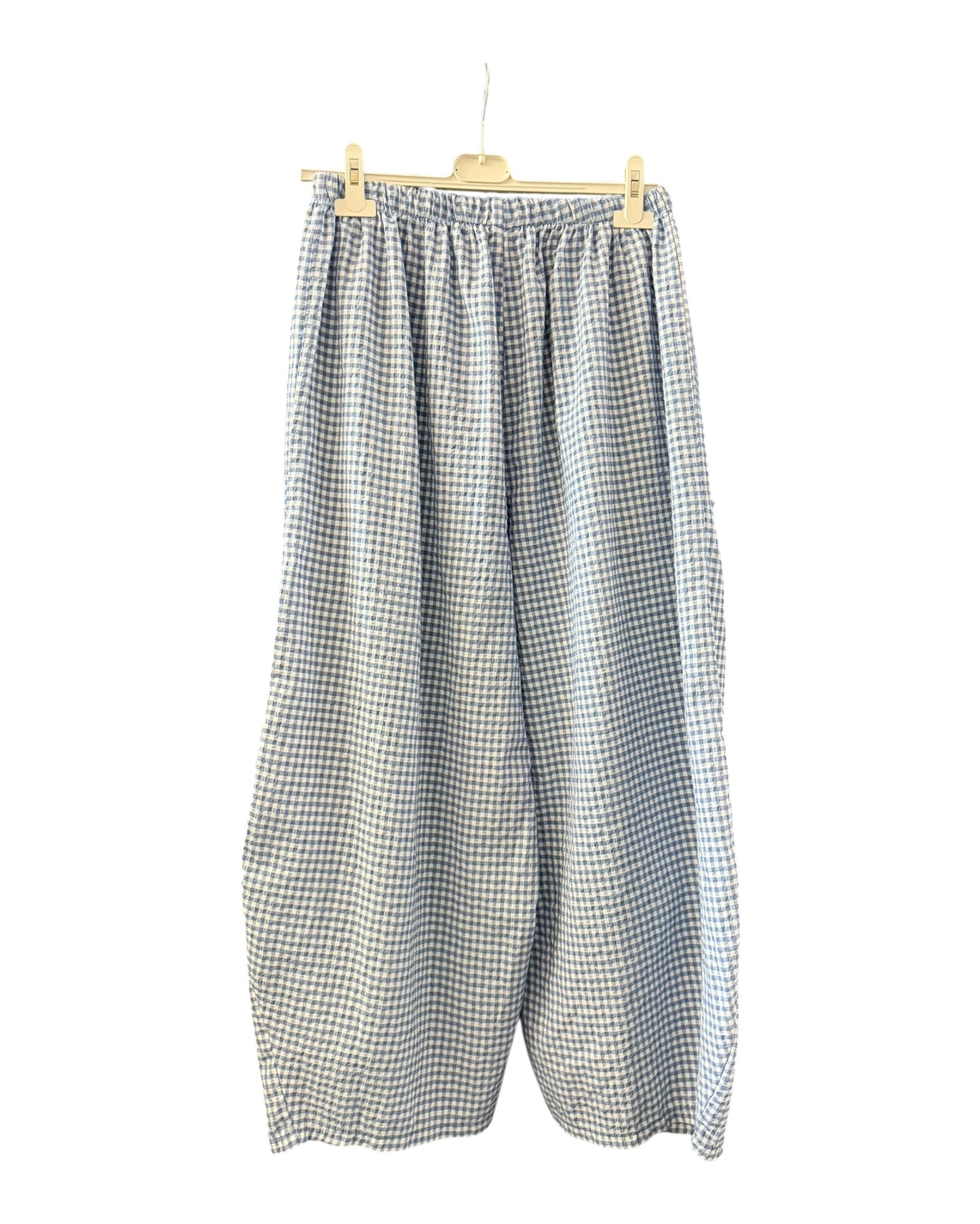 Gia gingham check balloon trousers - blue
