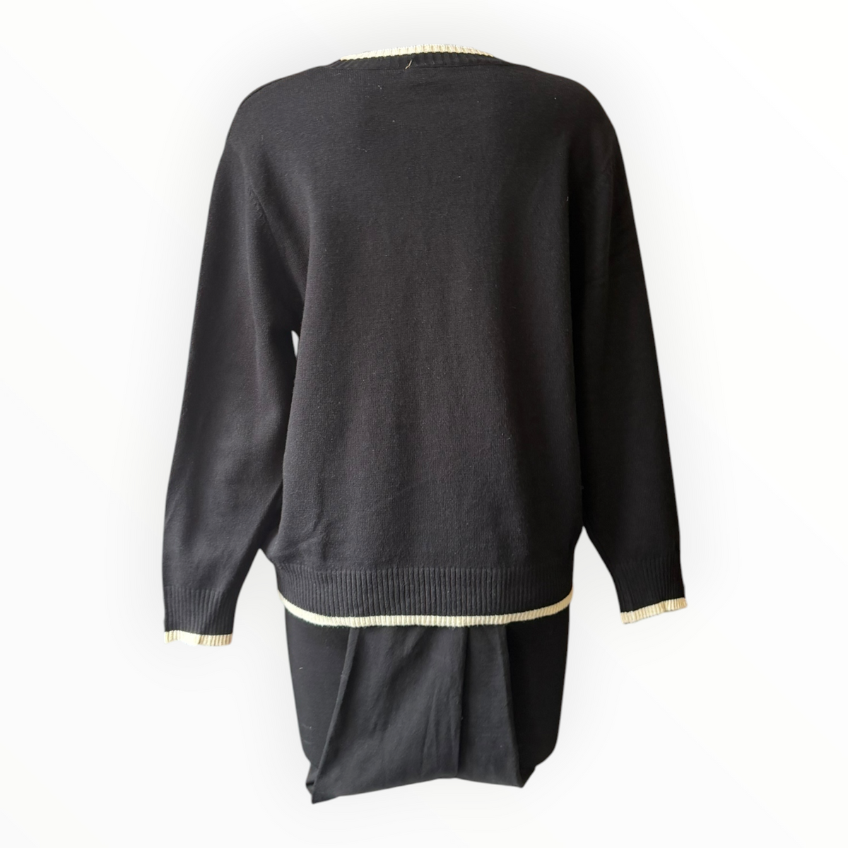 Morag round neck contrast trim jumper - Black
