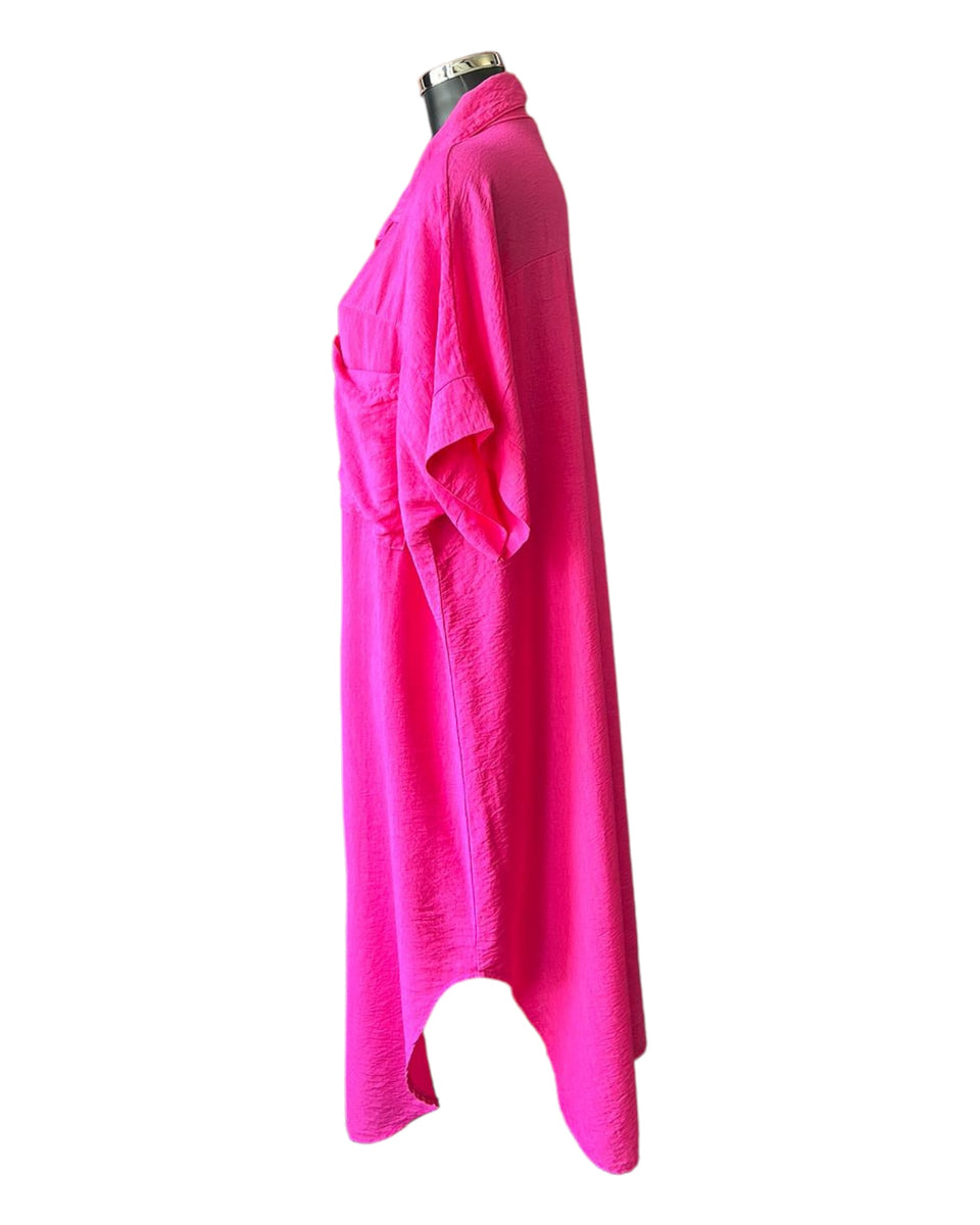 Rita relaxed fit shirt dress Cerise Coco Ladieswear of Garstang