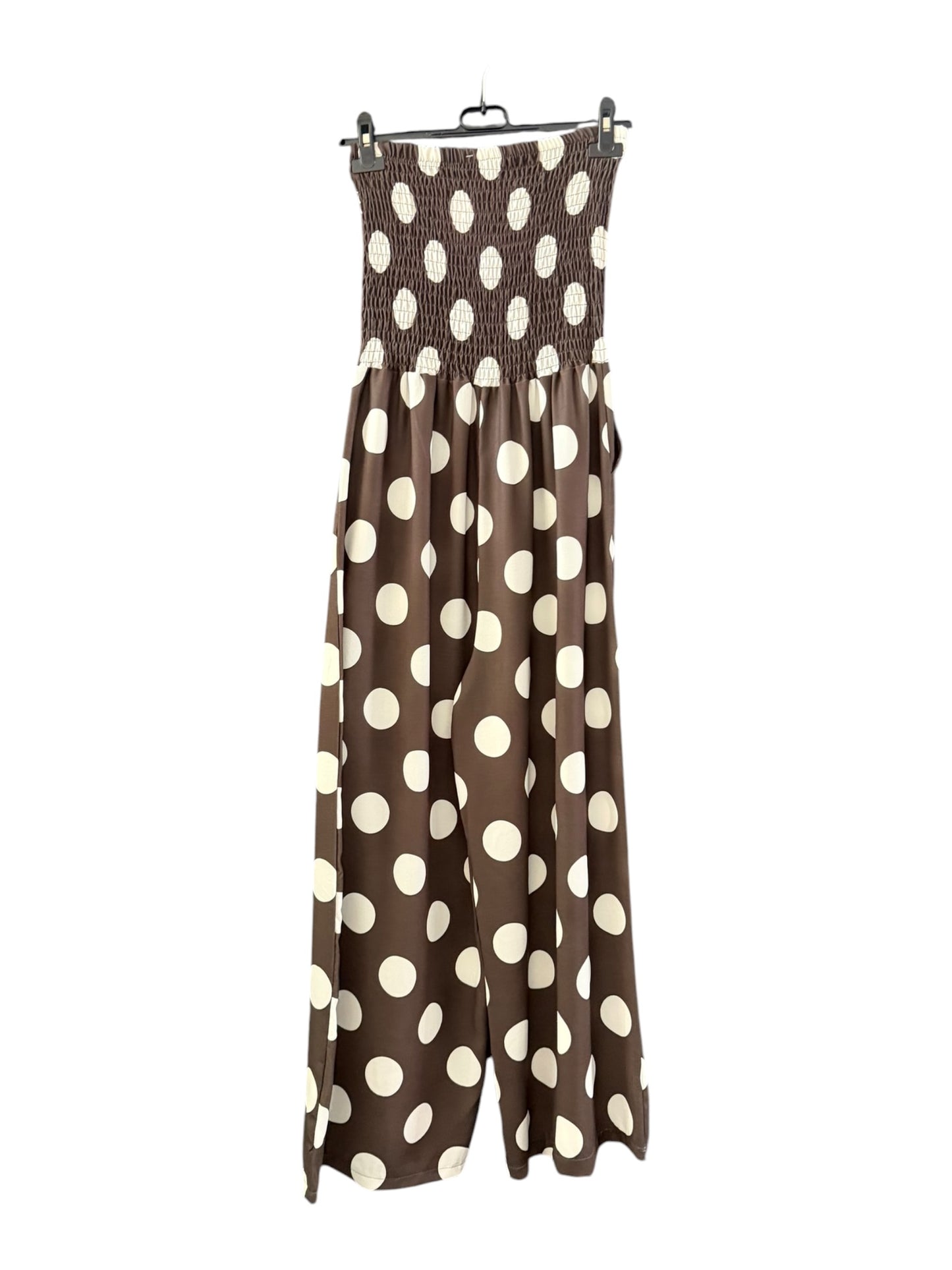 Clara polka dot bandeau jumpsuit - Chocolate