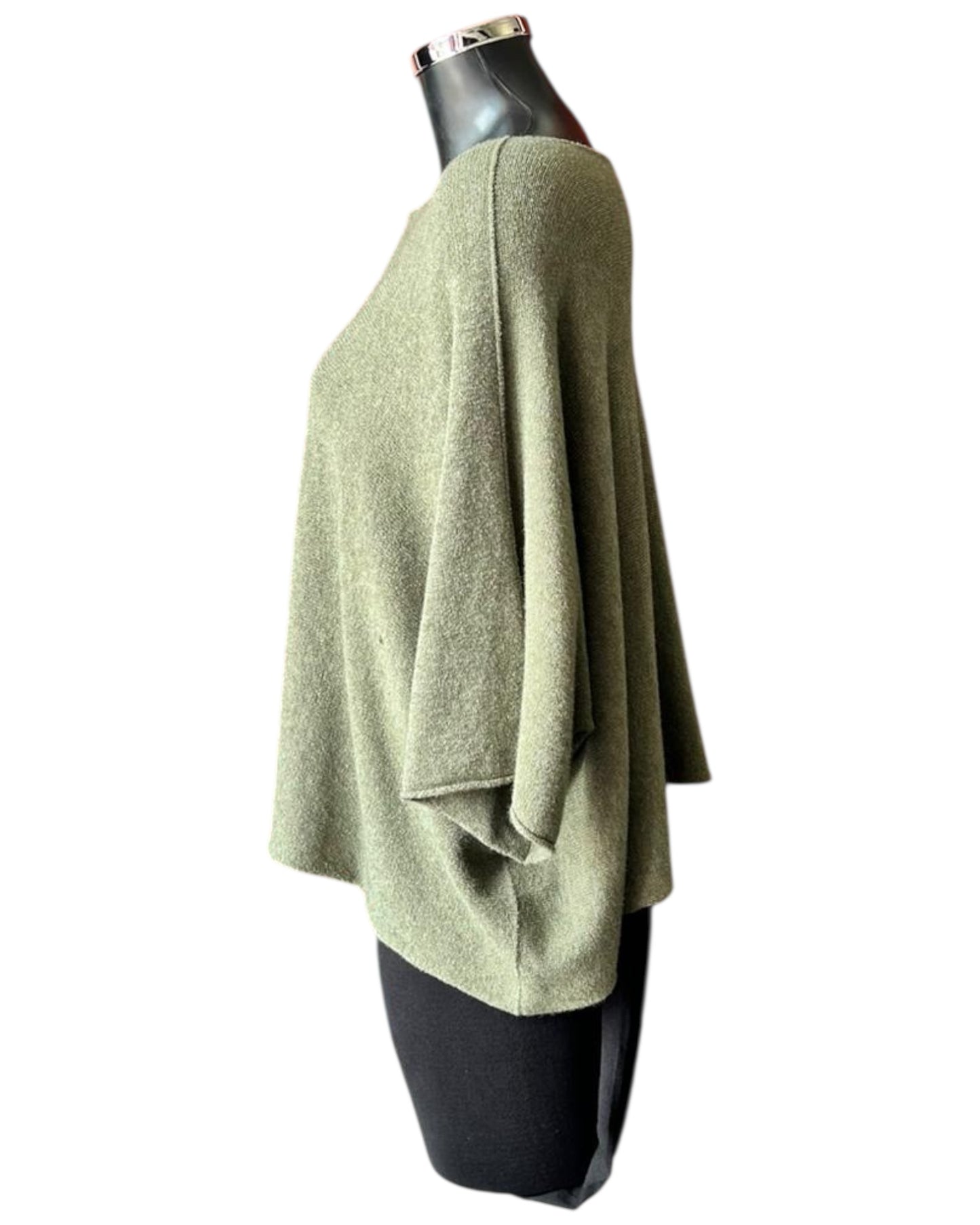 Abigail soft knit short boxy jumper - Khaki