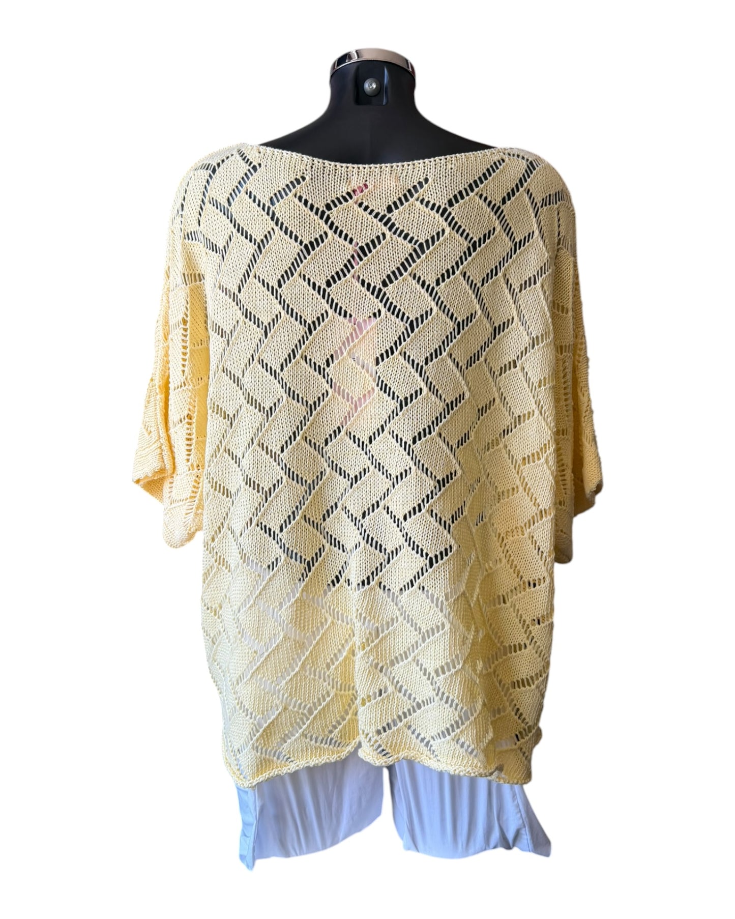 Michelle diamond knit relaxed fit jumper - Lemon