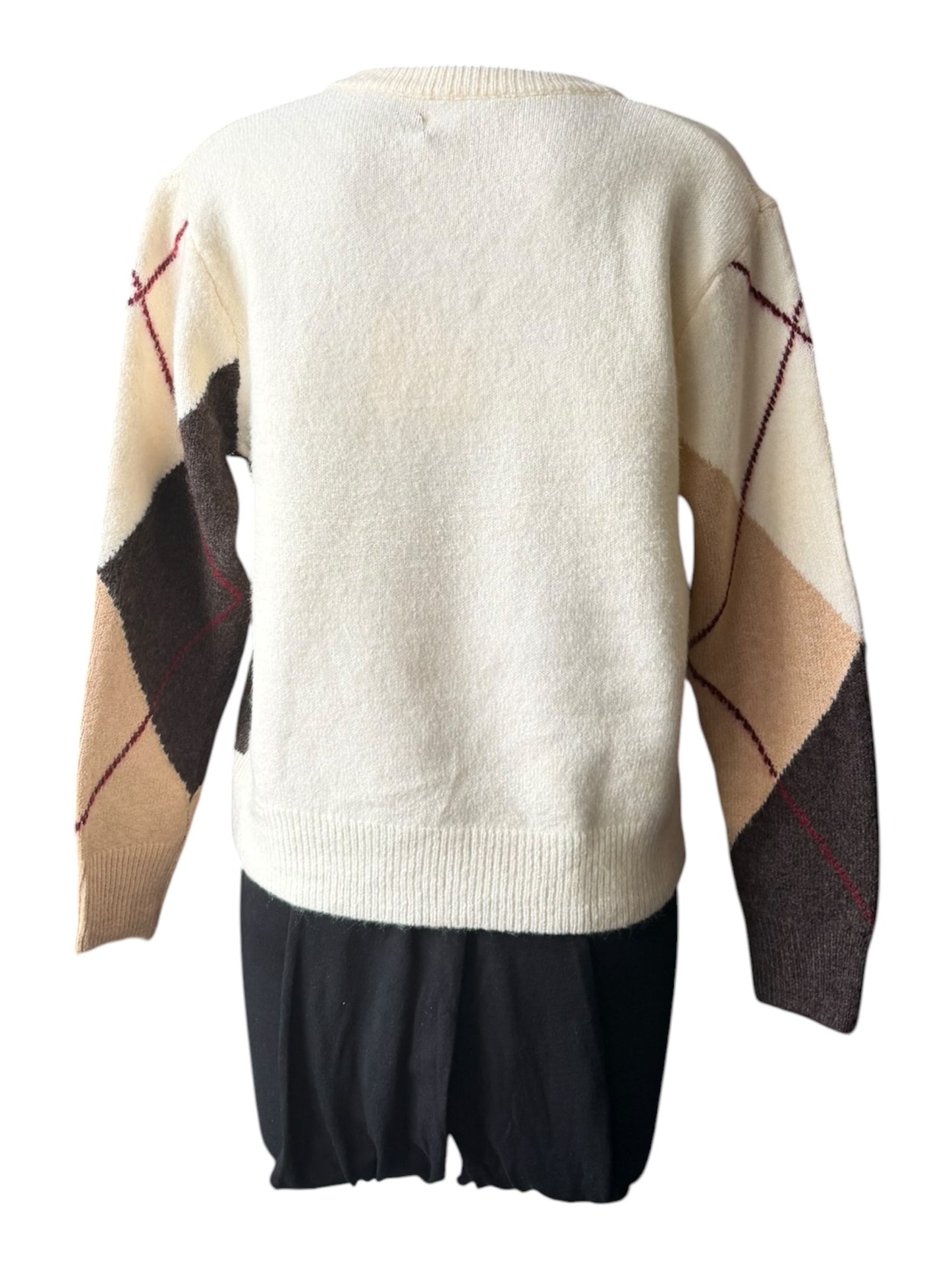Ella v neck argyle jumper - Natural mix