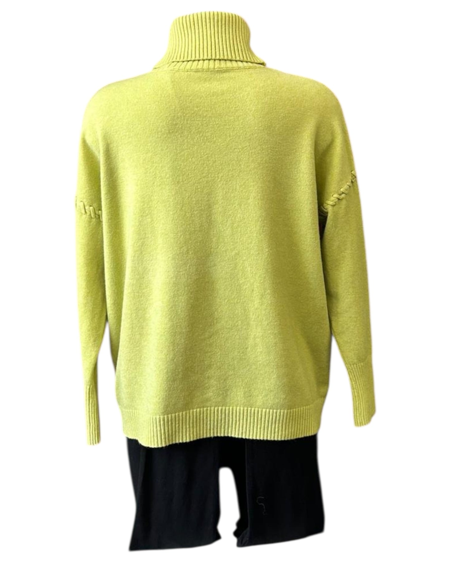 Violet blanket stitch roll neck jumper - Lime