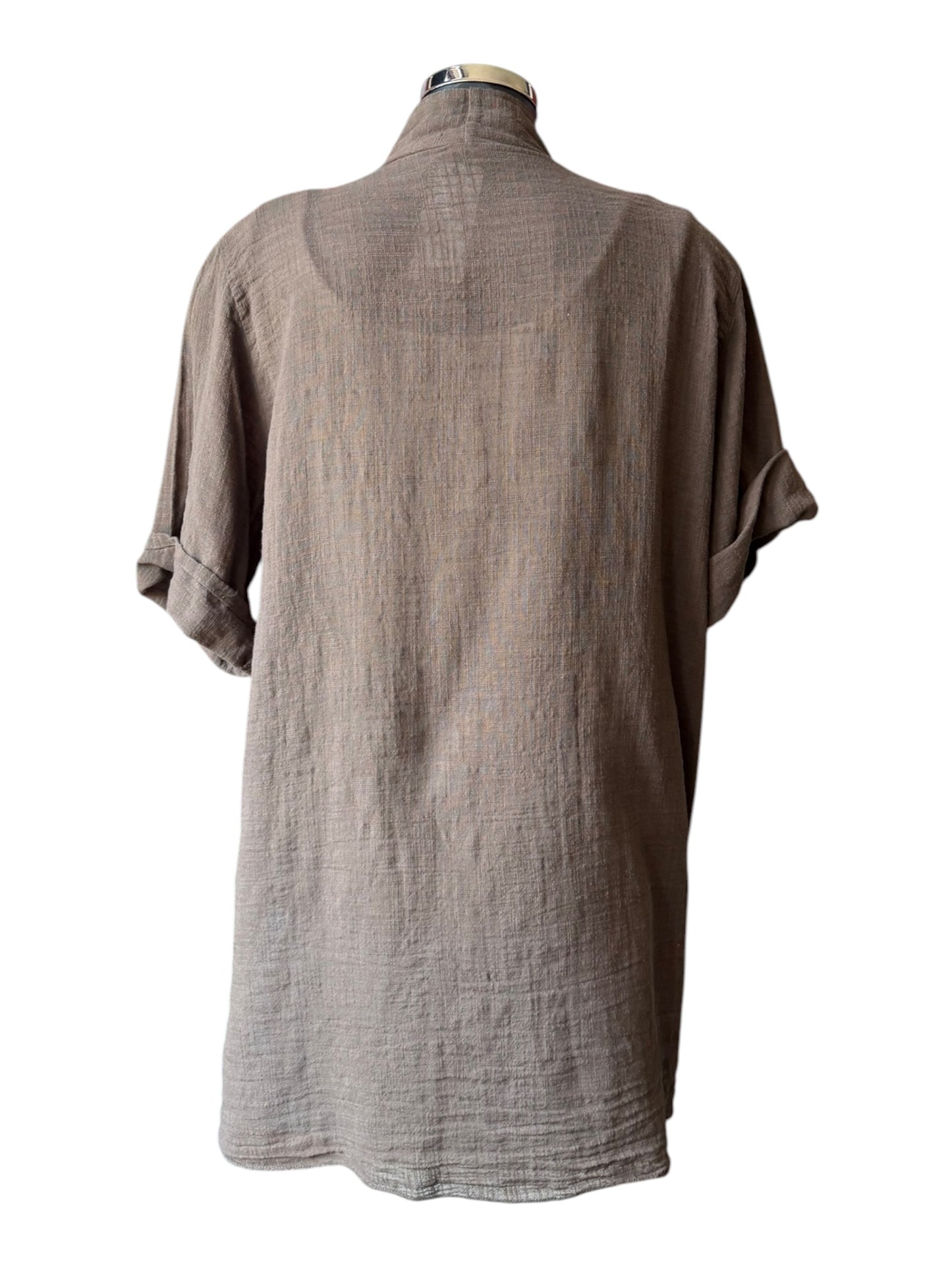 Callie longline soft cotton kimono - Chocolate