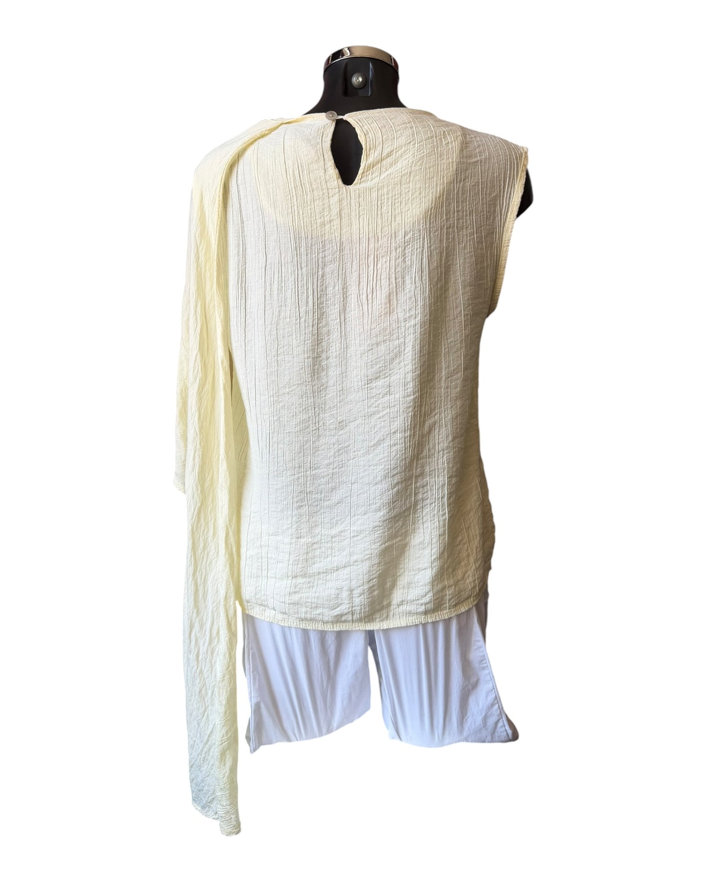 Grace quirky drape side vest top - Lemon