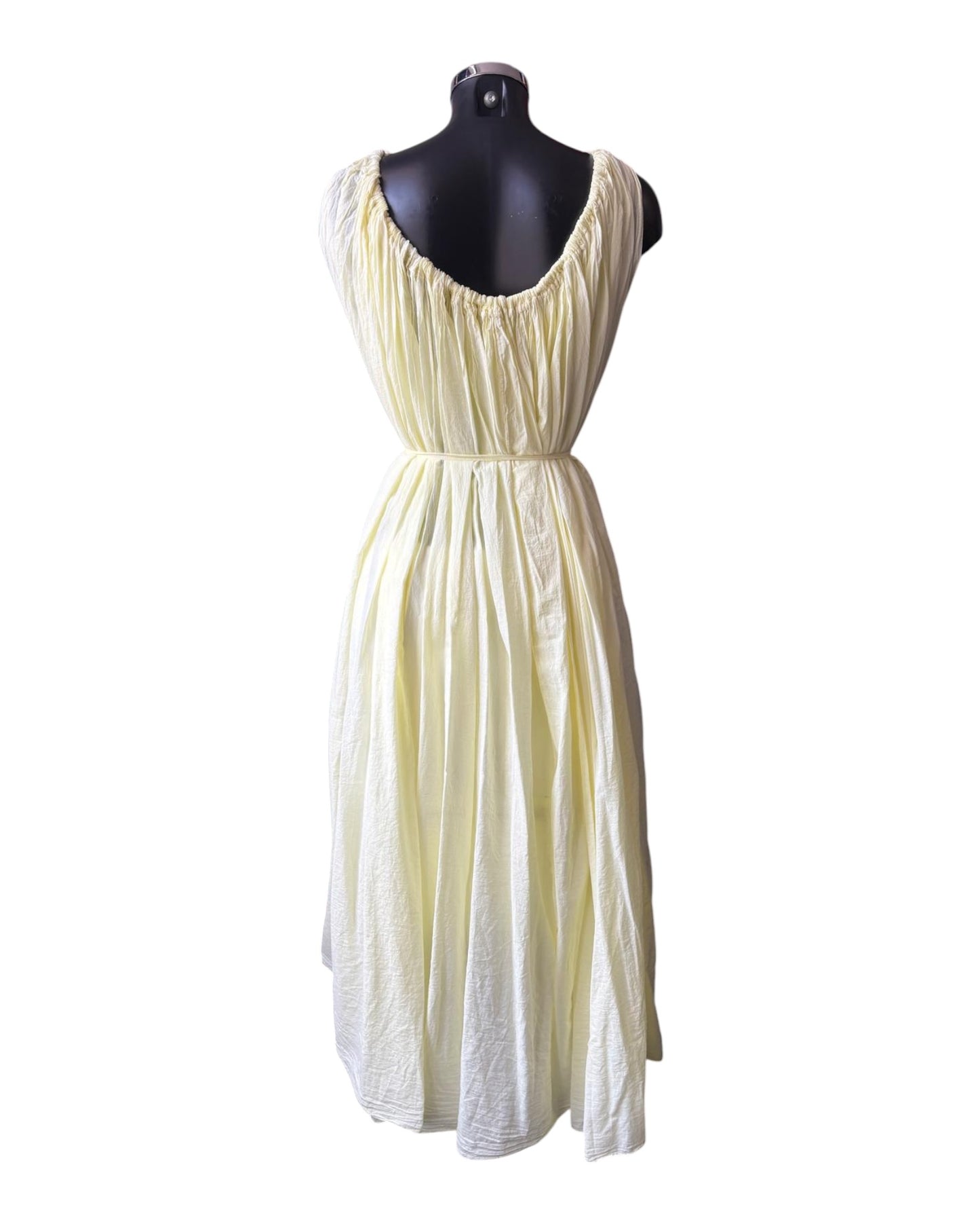 Mindy cotton full flare sleeveless dress - Lemon
