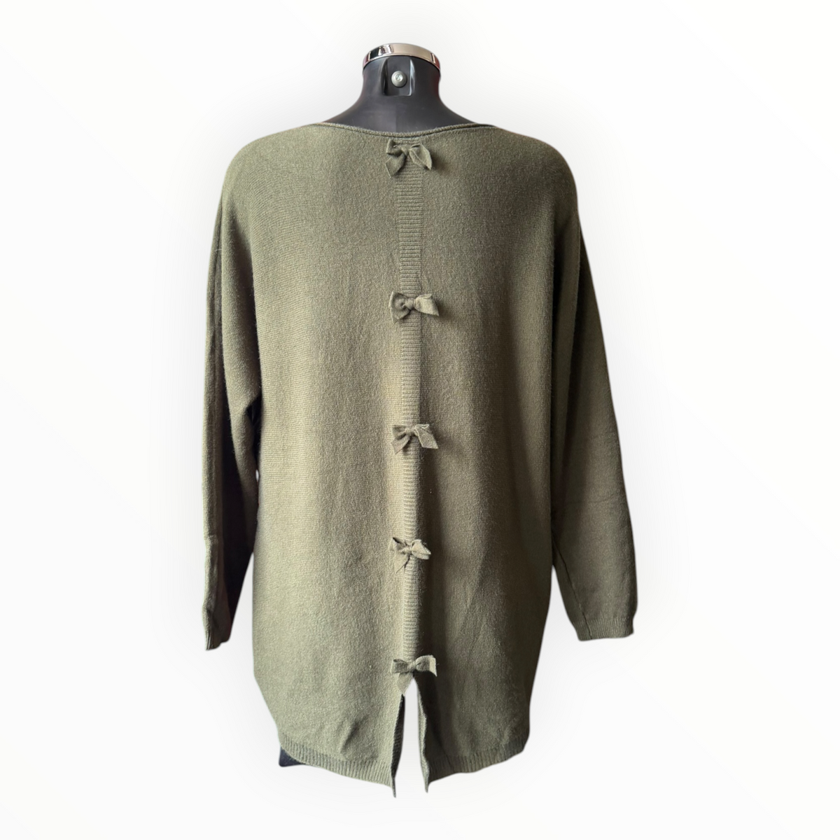 Belinda bow back pocket jumper - Khaki