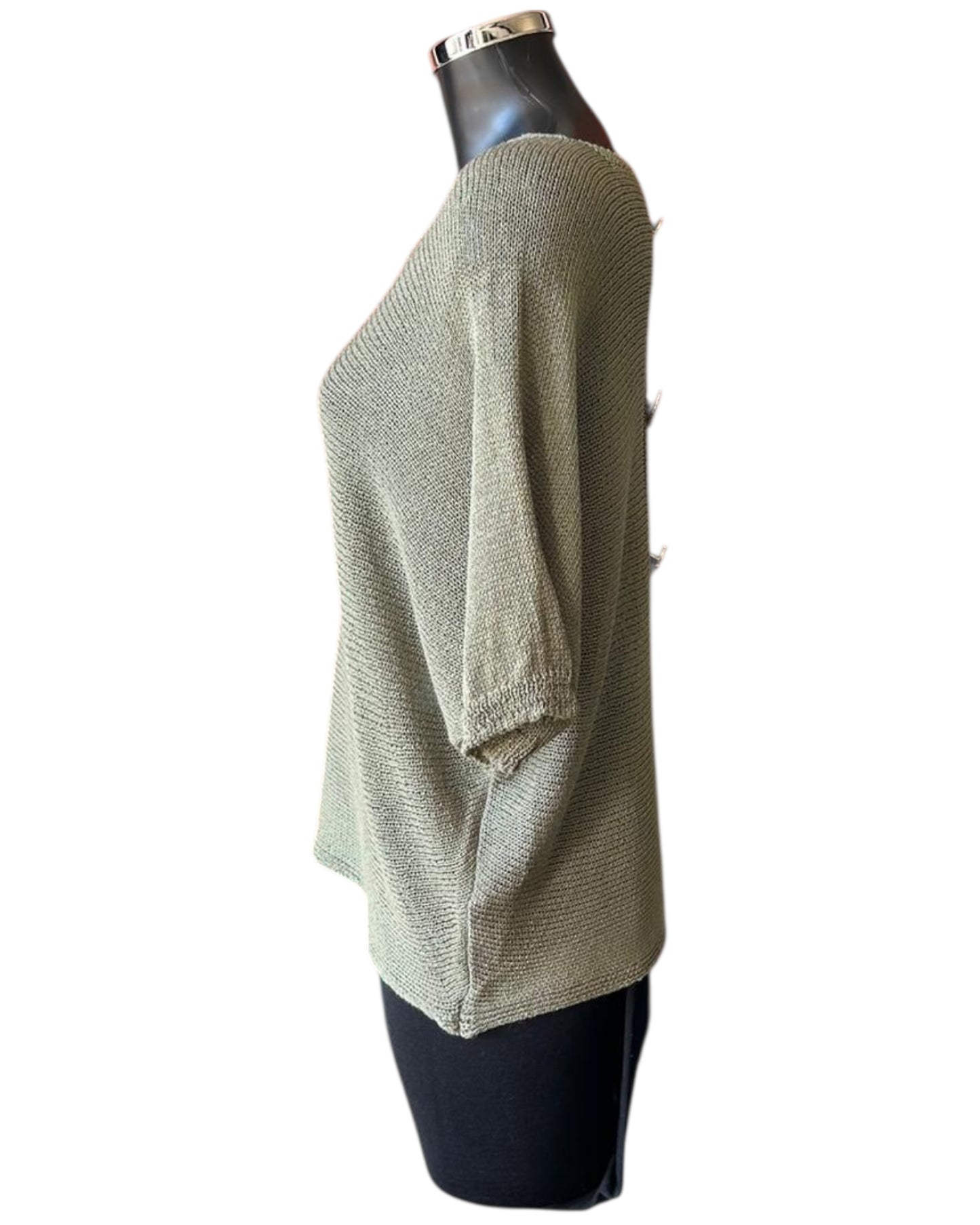 Tallulah fine knit button back jumper - Khaki