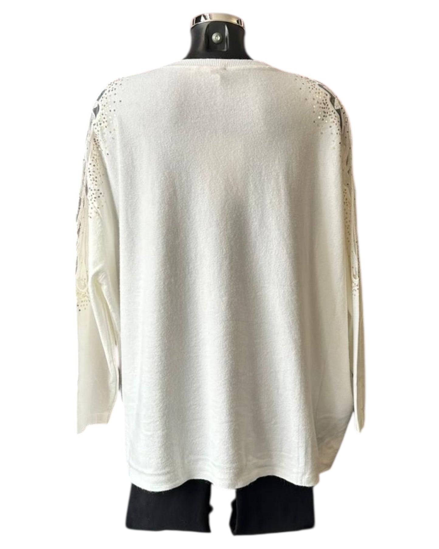 Gracie sequin & cutwork jumper - Winter white