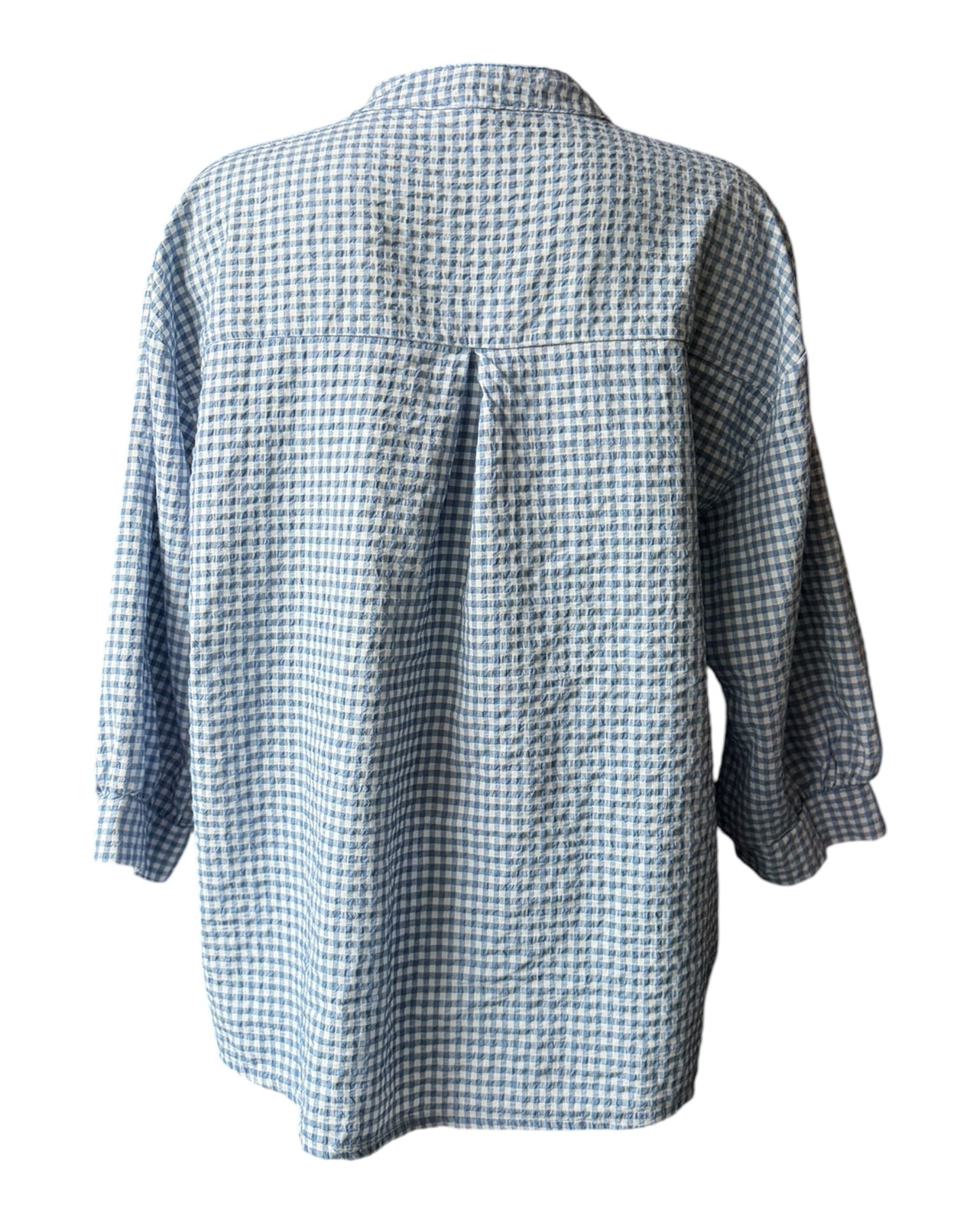 Gia gingham check oversized shirt - blue