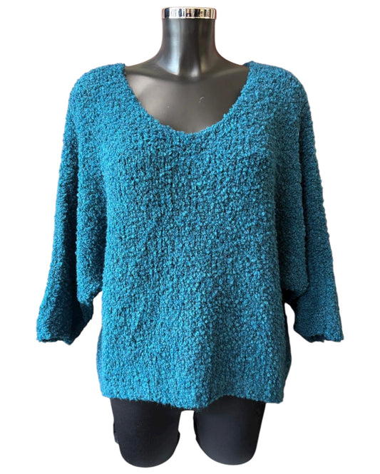 Harper slouchy boucle knit short jumper - Teal