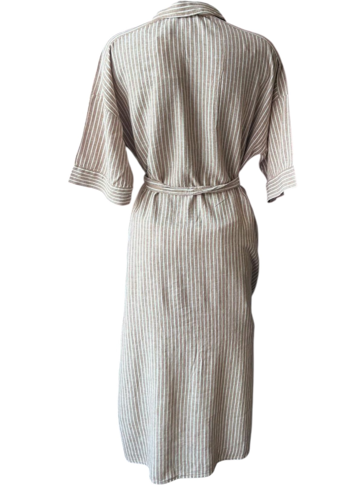 Byoung falakka short sleeve belted shirt dress woodsmoke stripe