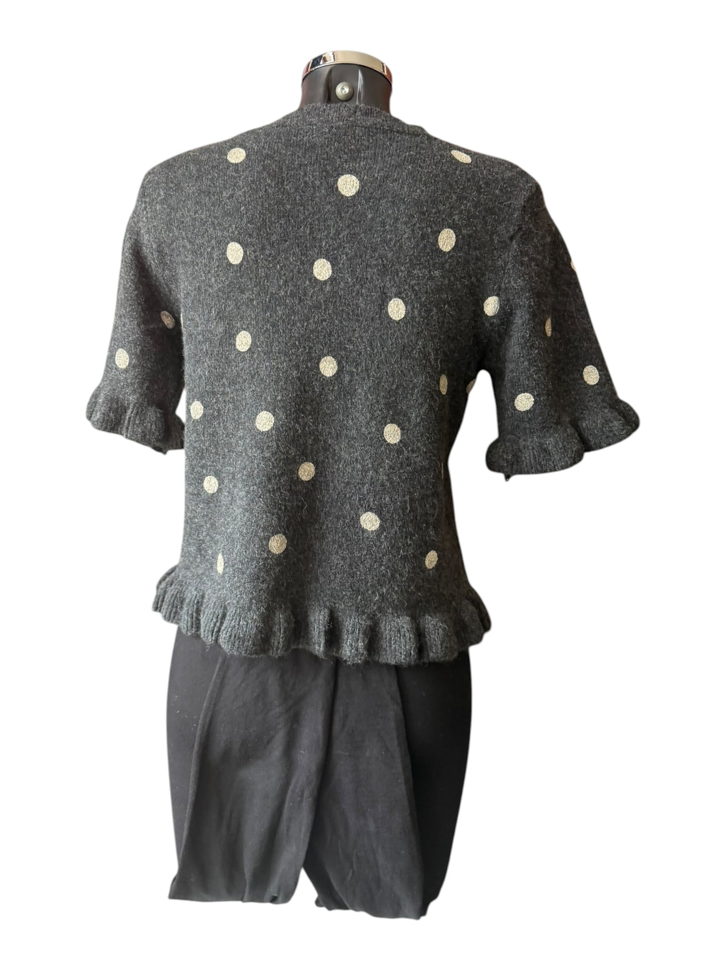 Tammy frill trim polka dot jumper - Black