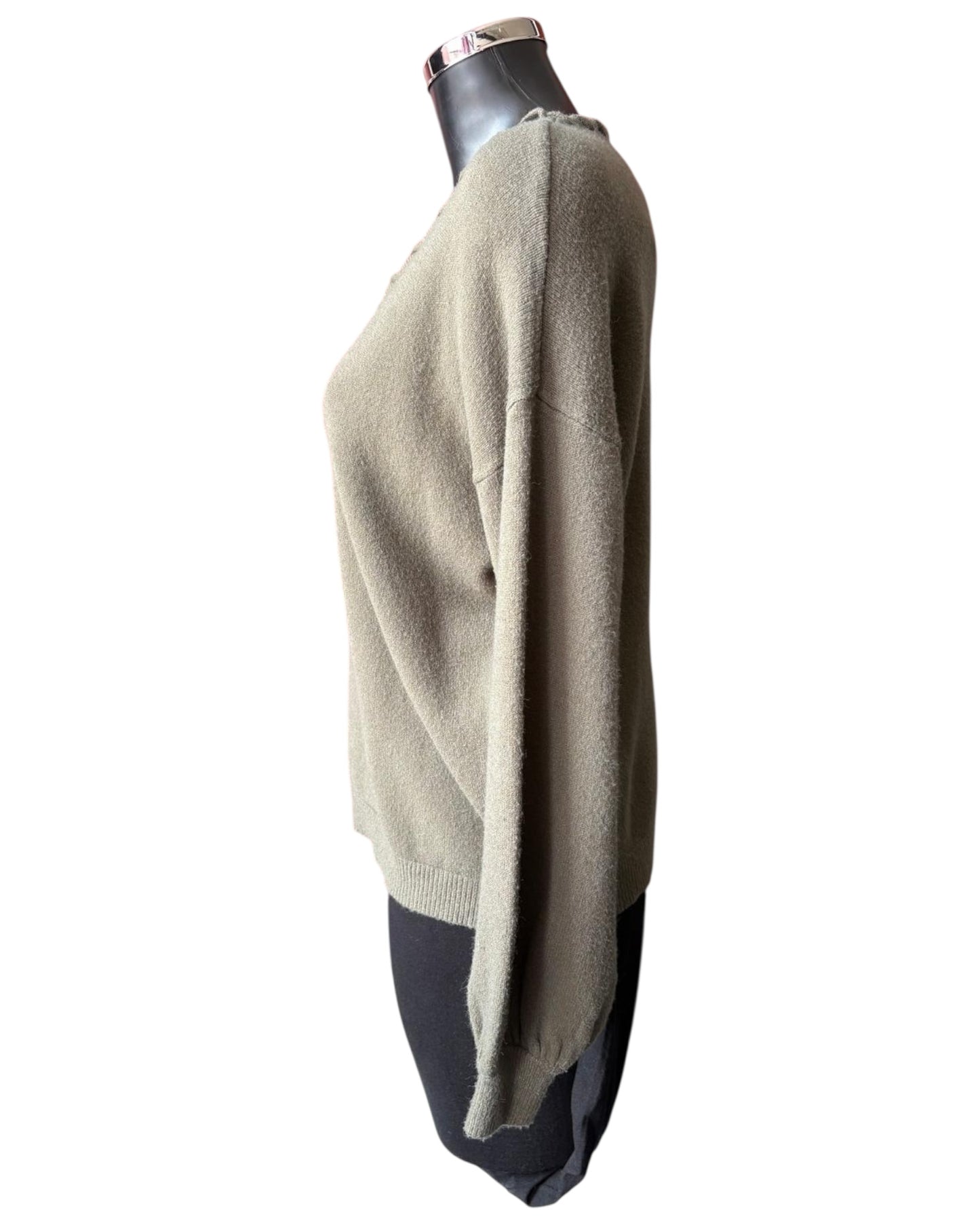 Imogen v neck super soft jumper - Khaki