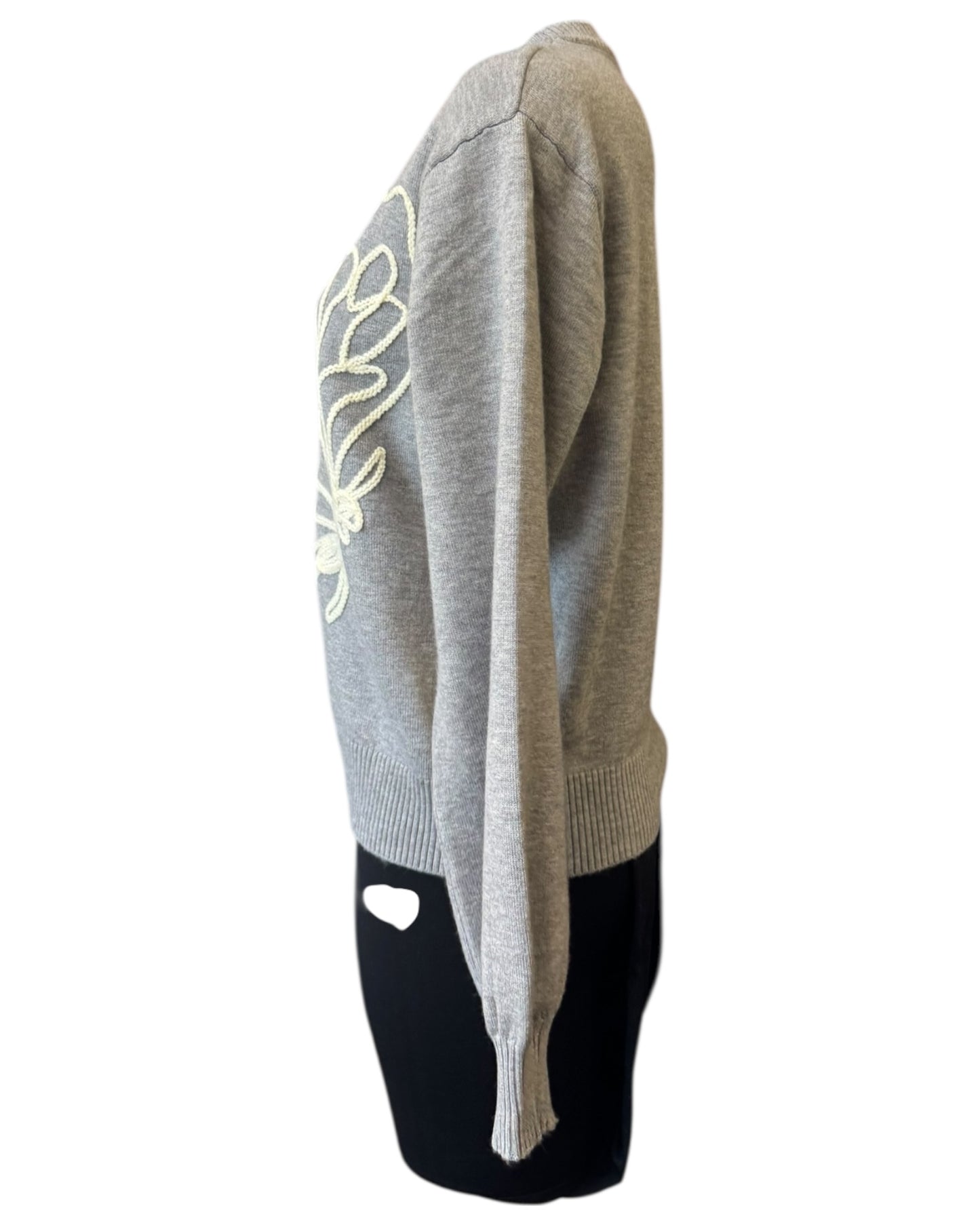 Lizzie appliqué front & sleeve jumper - Grey