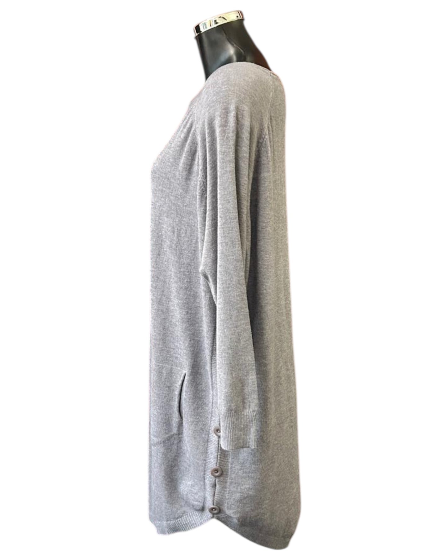 Patsy grey button detail tunic dress