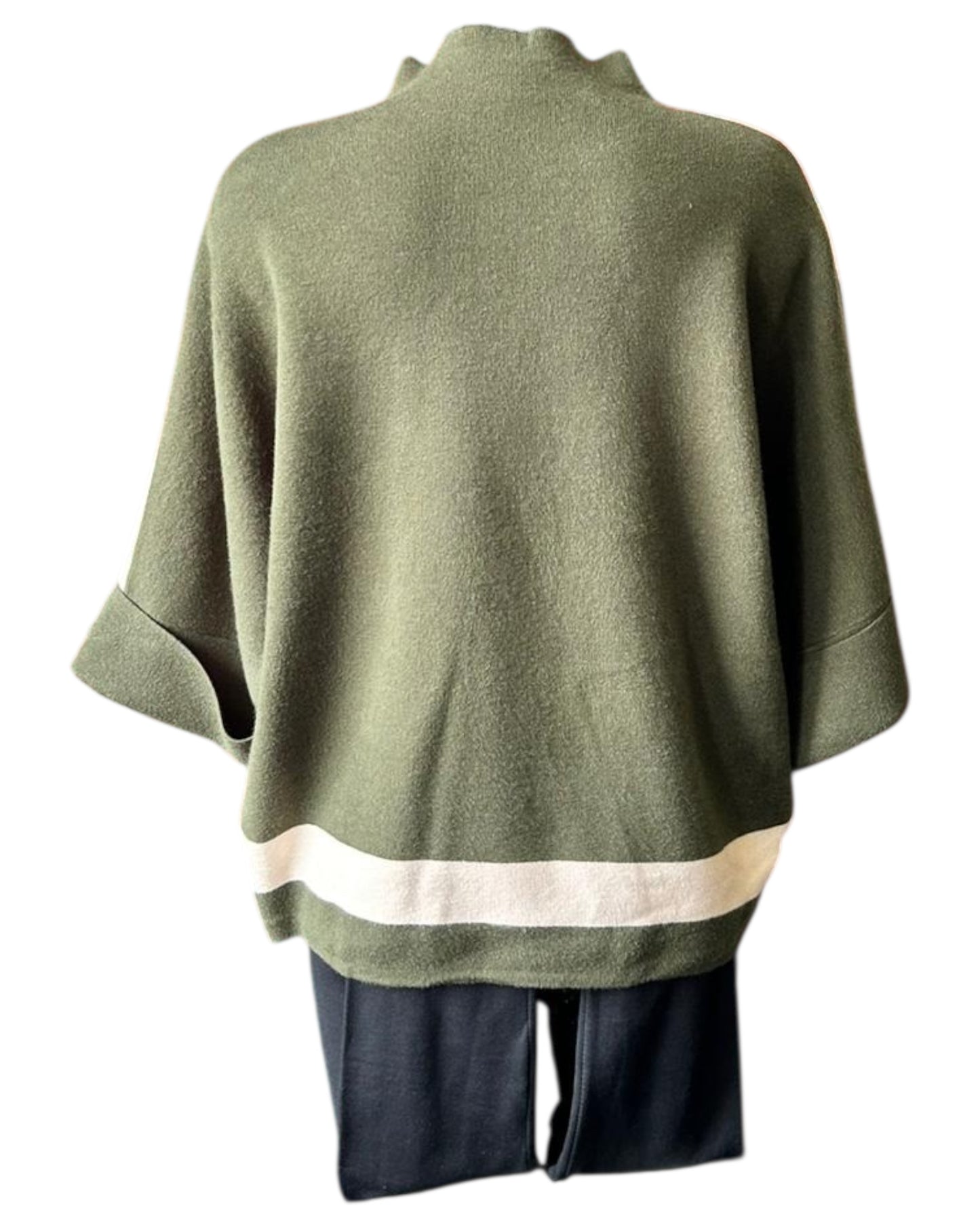 Audrey contrast seam button shoulder jumper - khaki