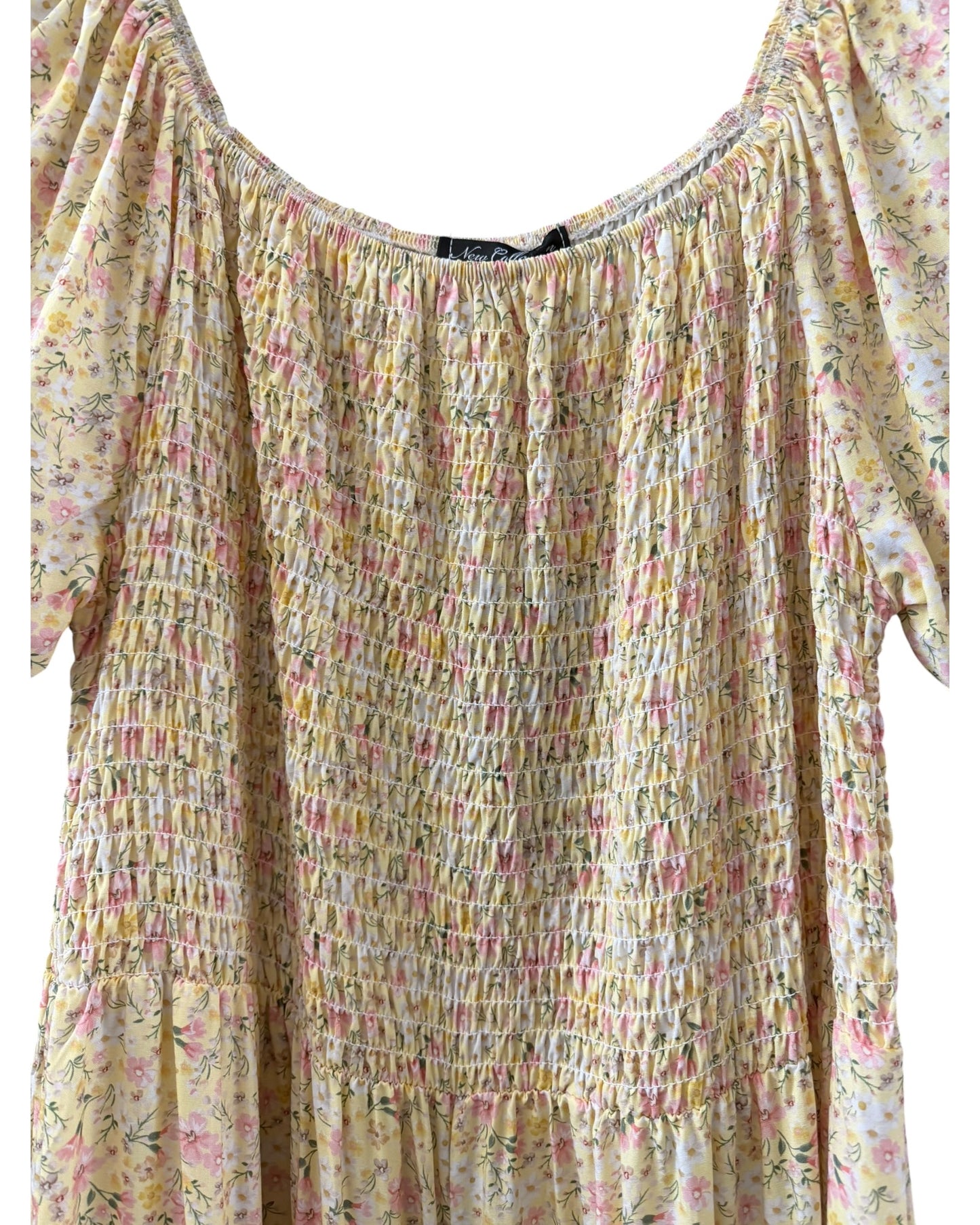 Lyla shirred puff sleeve floral jumpsuit - Lemon