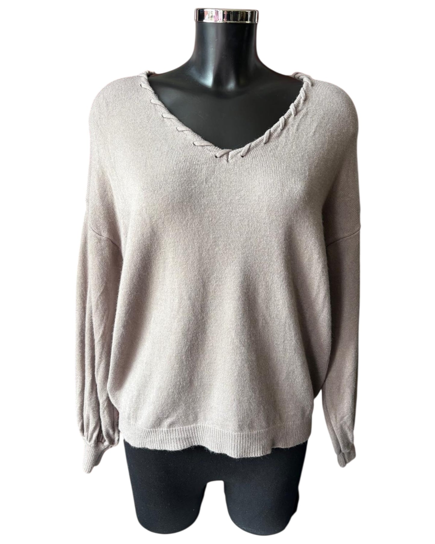 Imogen v neck super soft jumper - Taupe