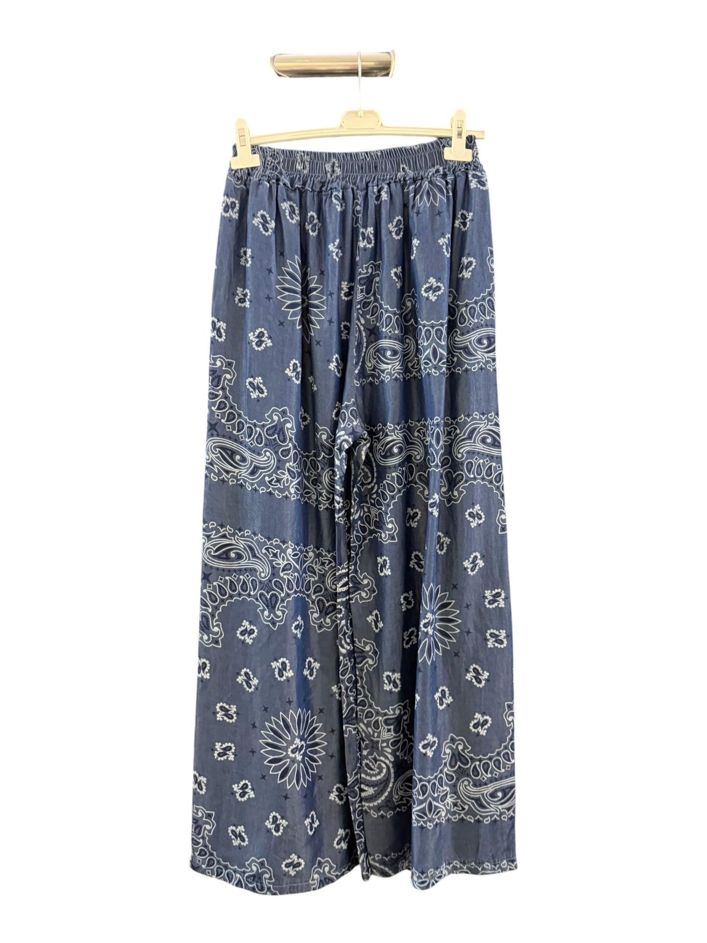 Marley wide leg chambray paisley trousers - Dark denim