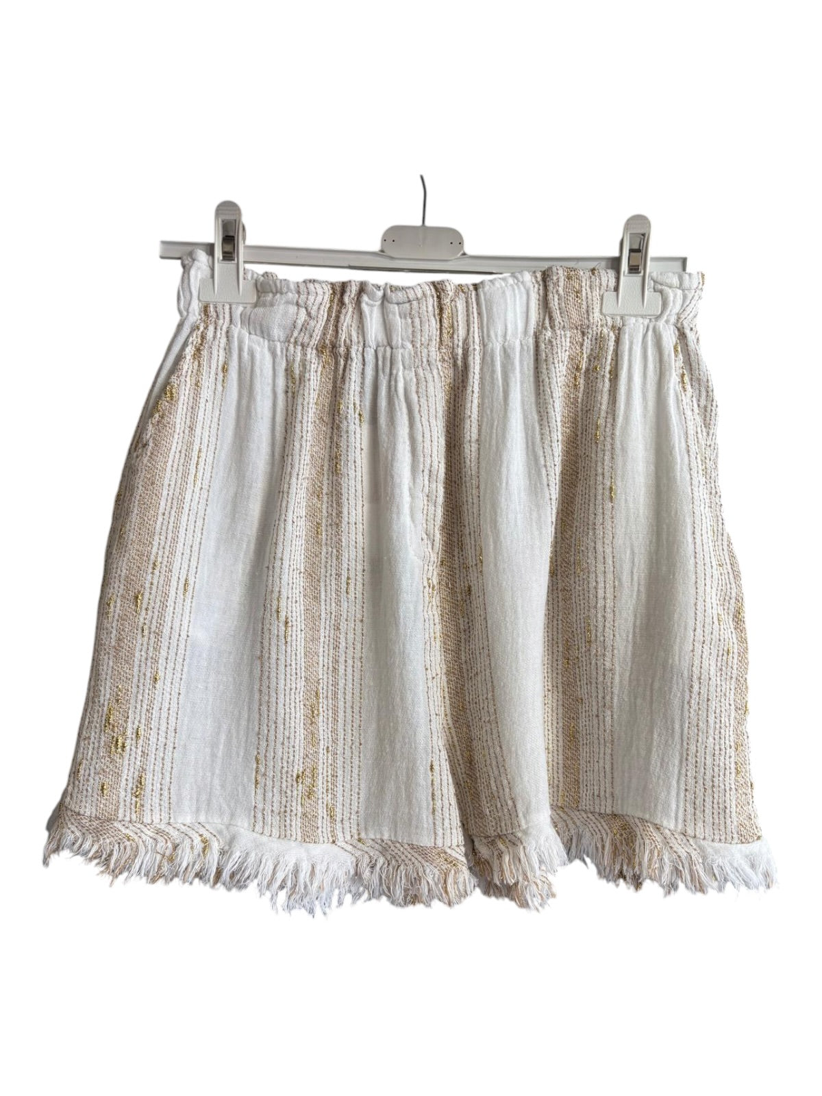 Caprice range linen and cotton gold thread shorts