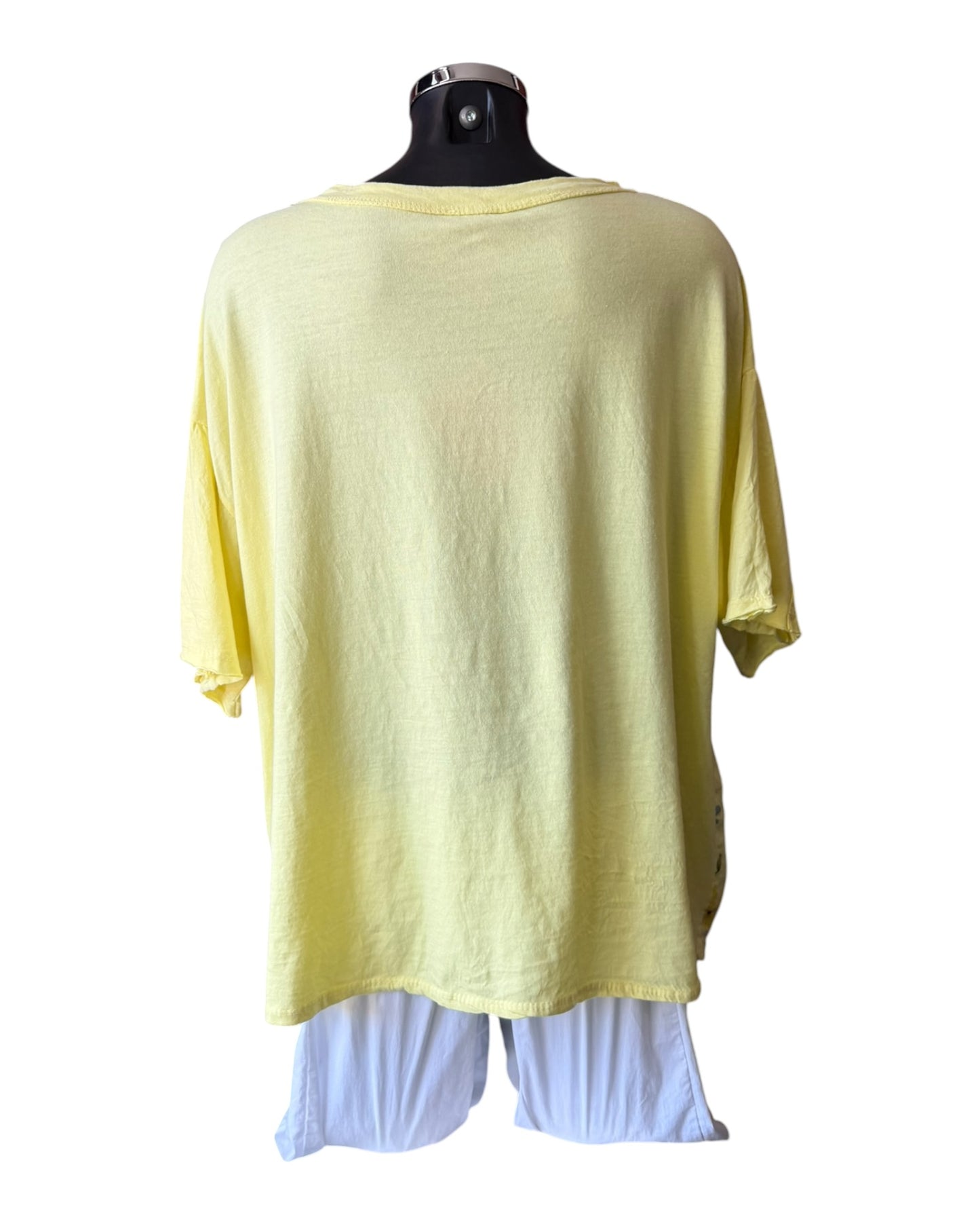 Amilla small flowers linen mix top - lemon