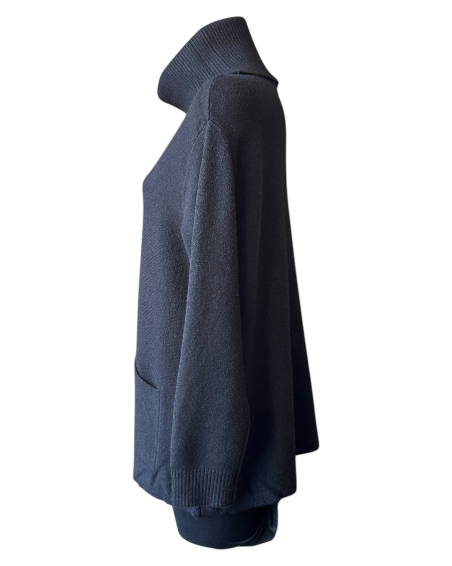 Eleanor soft knit roll neck pocket jumper - Black