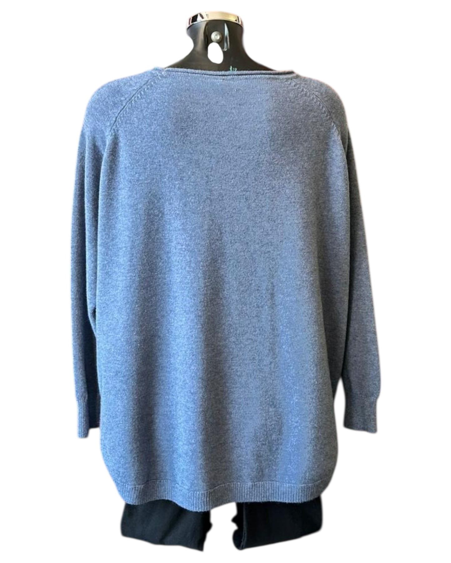 Callie button side soft knitted jumper - Denim