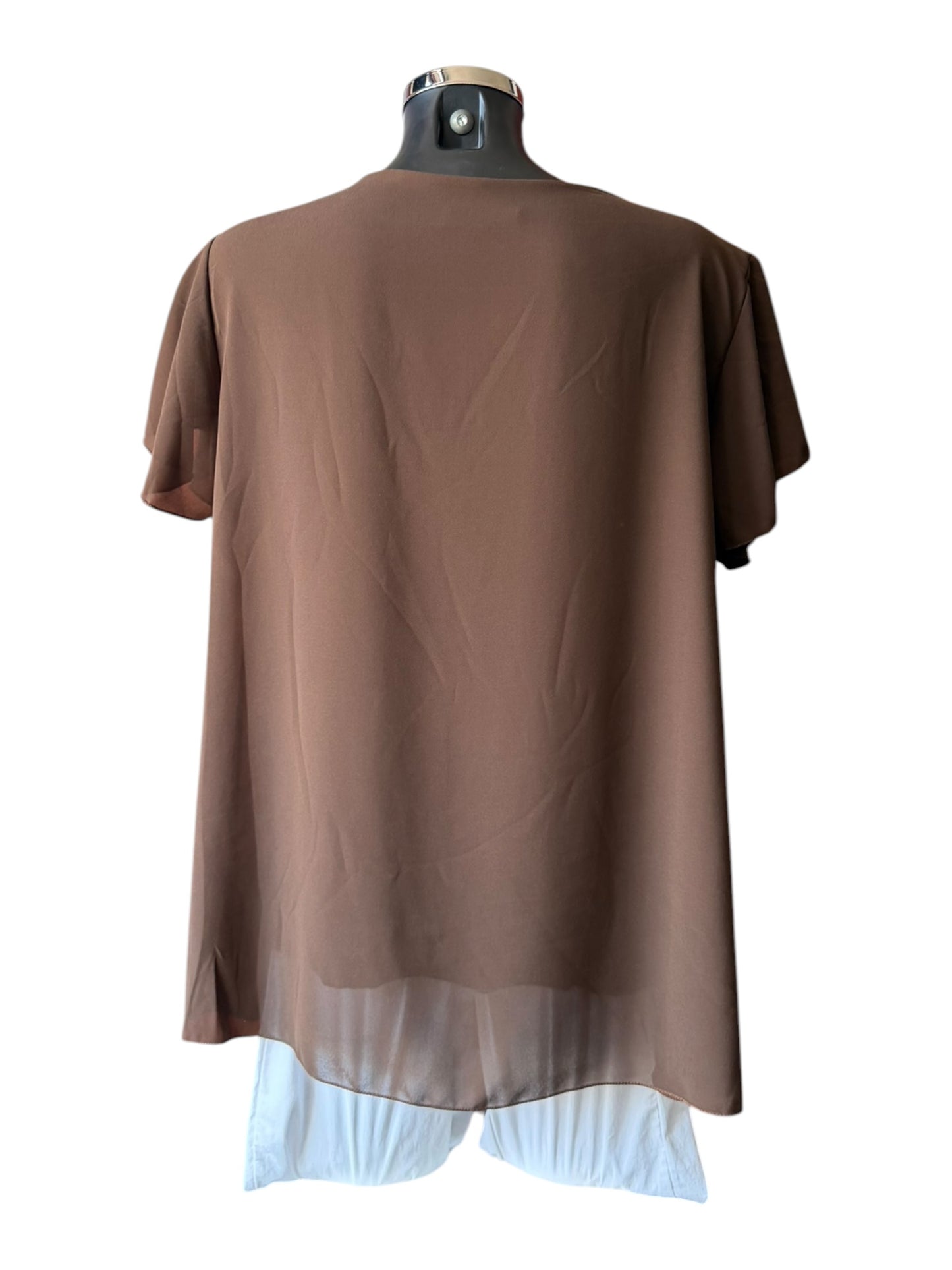 Sienna chiffon cowl neck top - chocolate