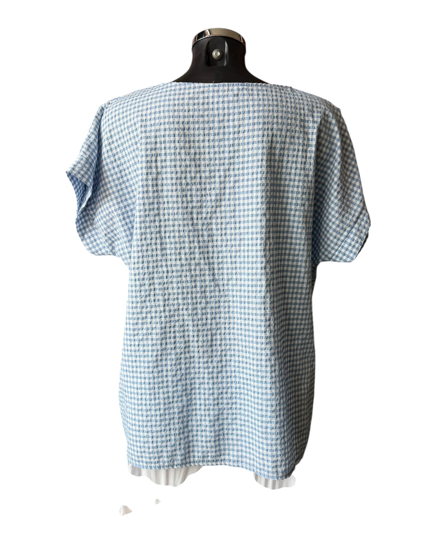 Gia gingham check tshirt style top - blue