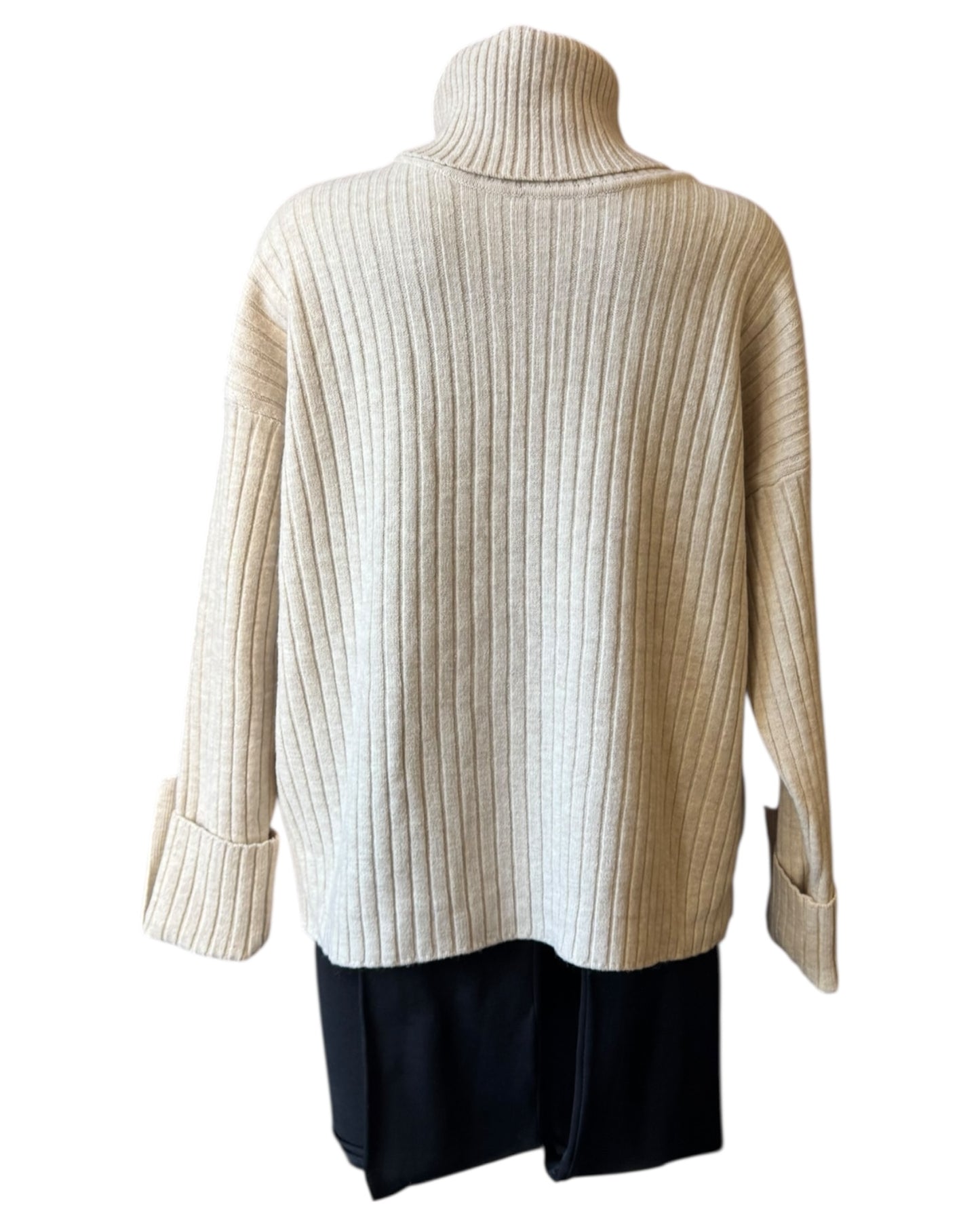 Julie roll neck ribbed jumper - Beige