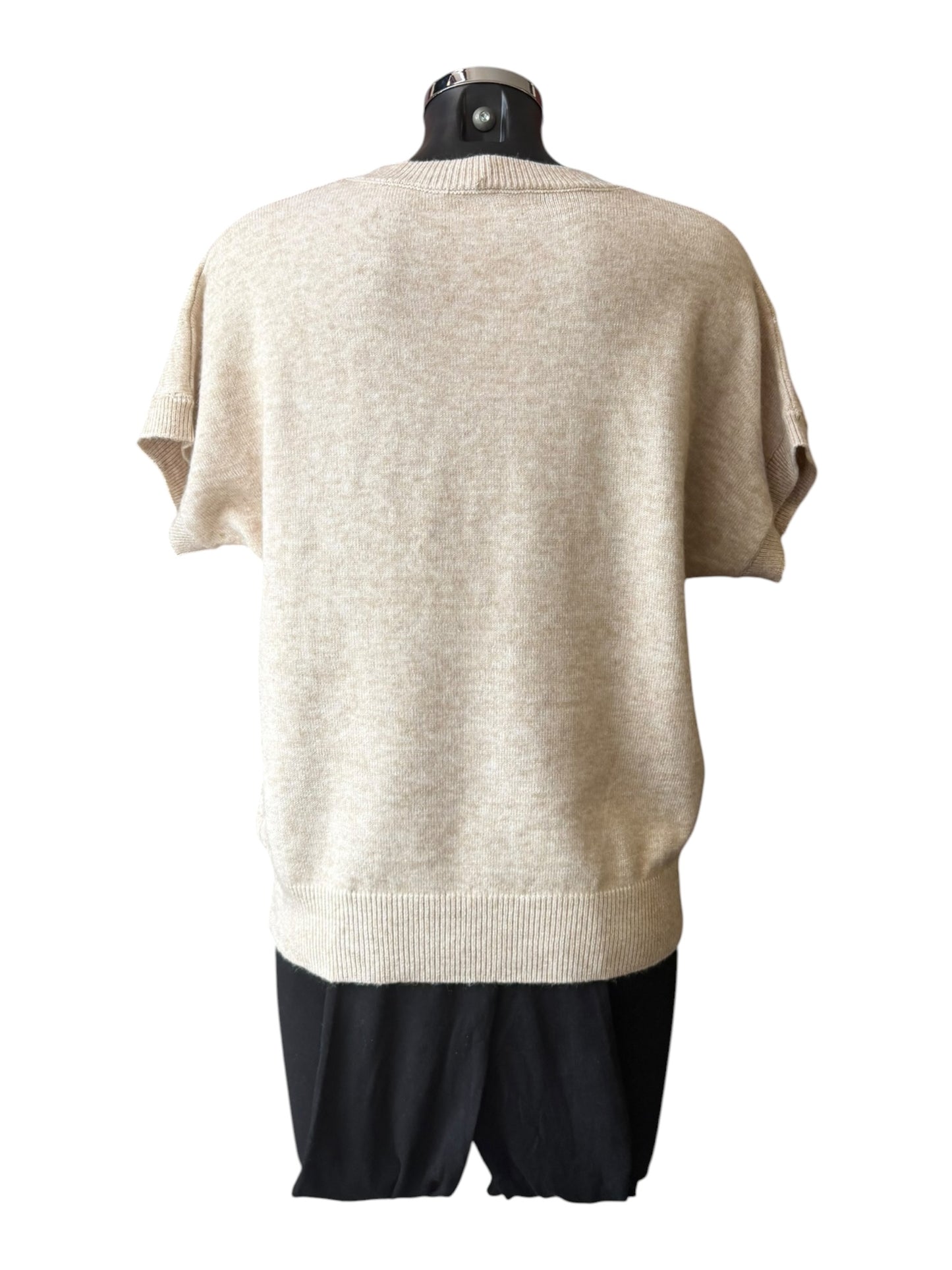 Emmy sparkle argyle short sleeve jumper- Neutral