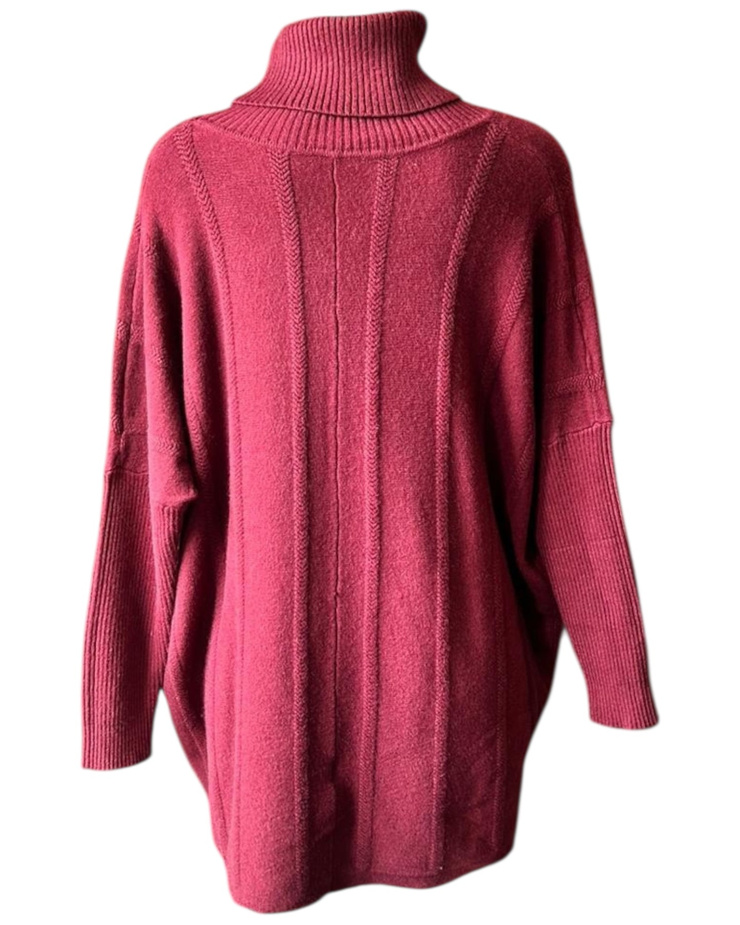 Kate chevron knit cowl neck jumper - Bordeaux