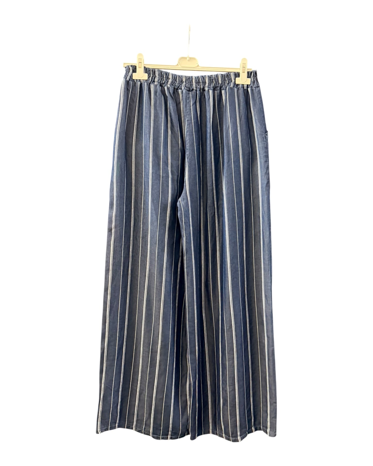 Marley wide leg chambray stripe trousers - Dark denim