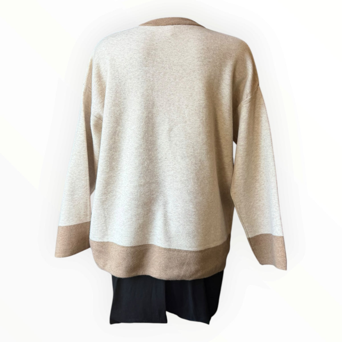 Connie seamed contrast trim jumper - Beige mix