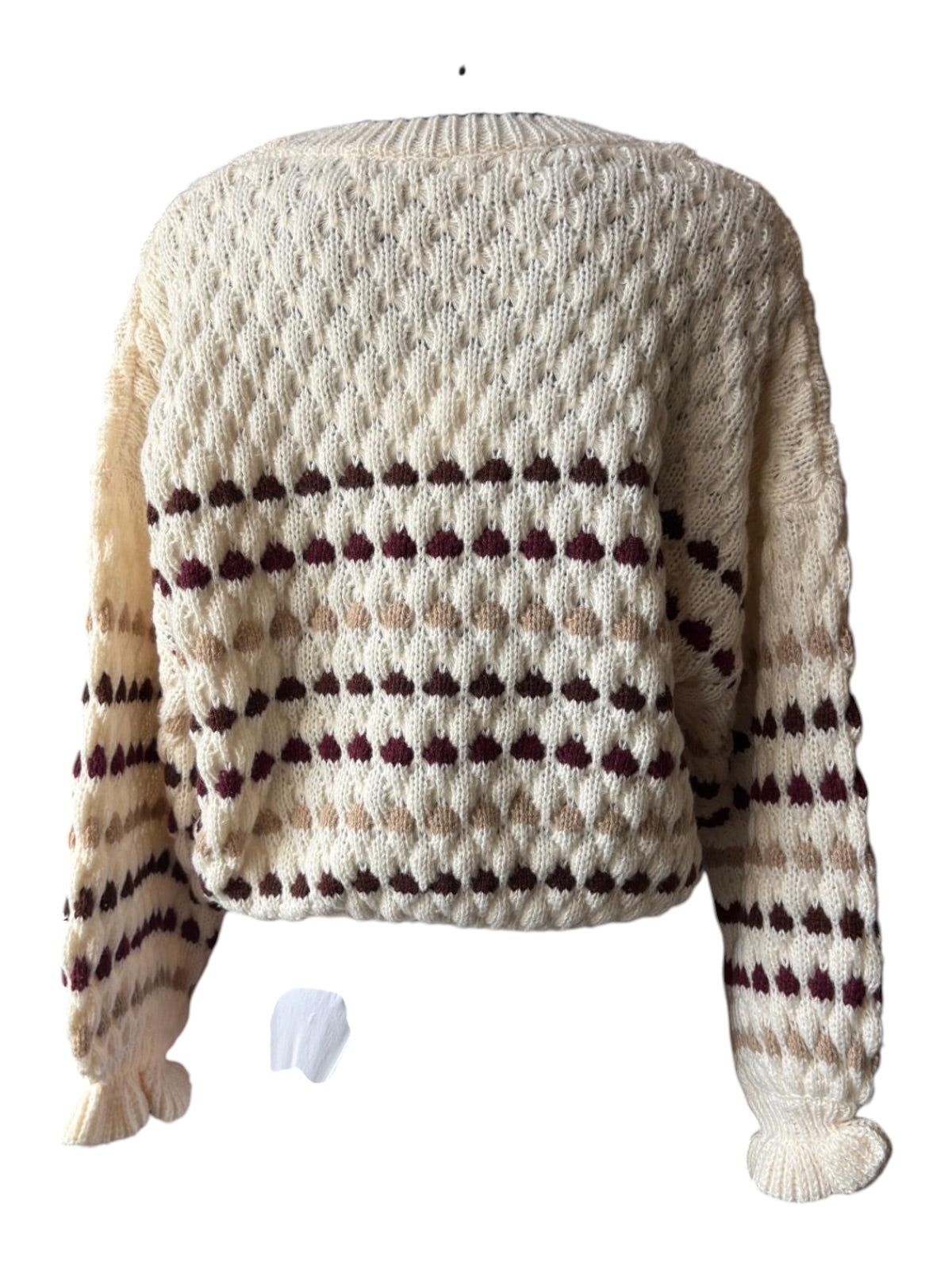 Lizzie spot ruffle cuff jumper - Ivory and natural mix