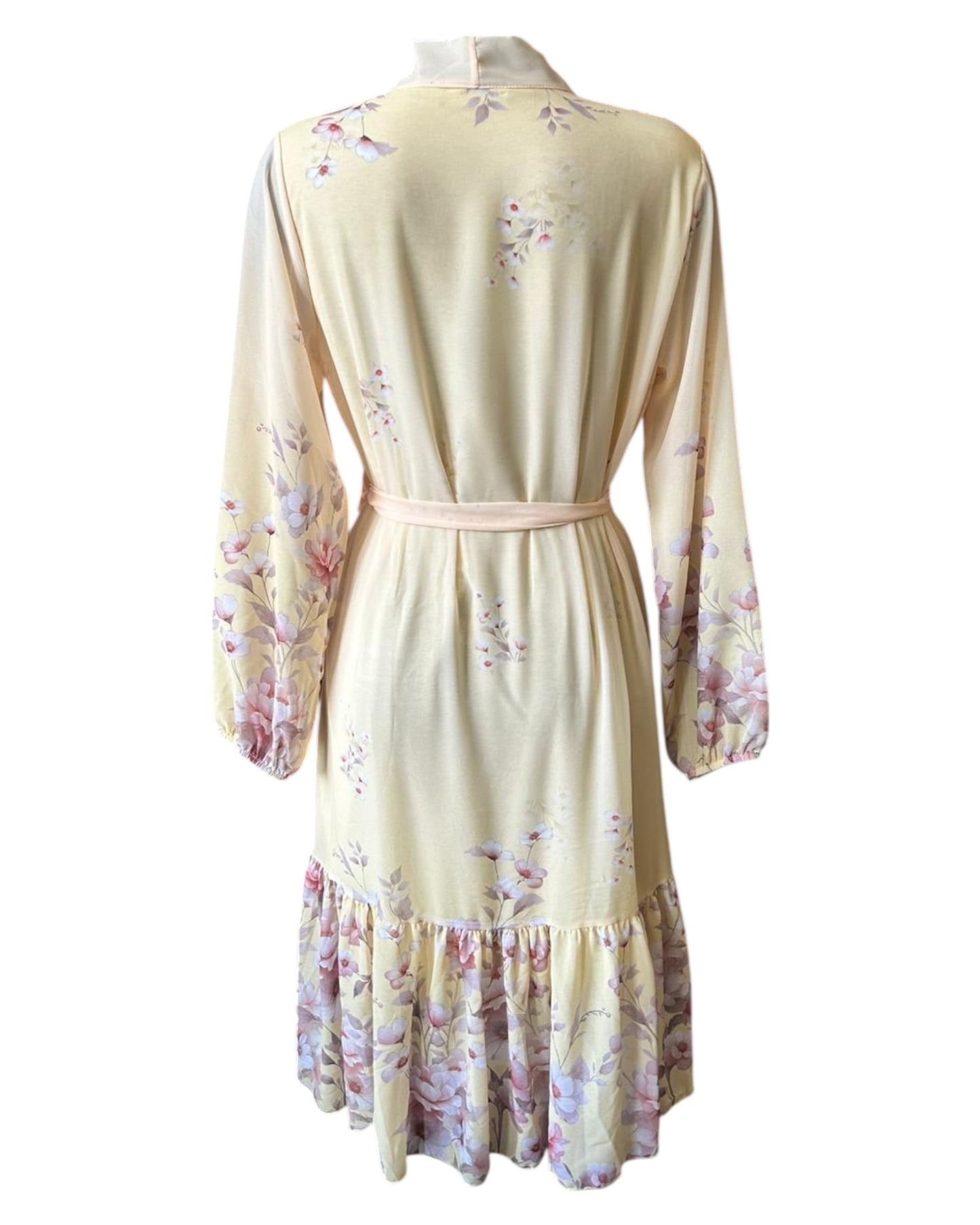 Beau floral tie neck dress - Lemon