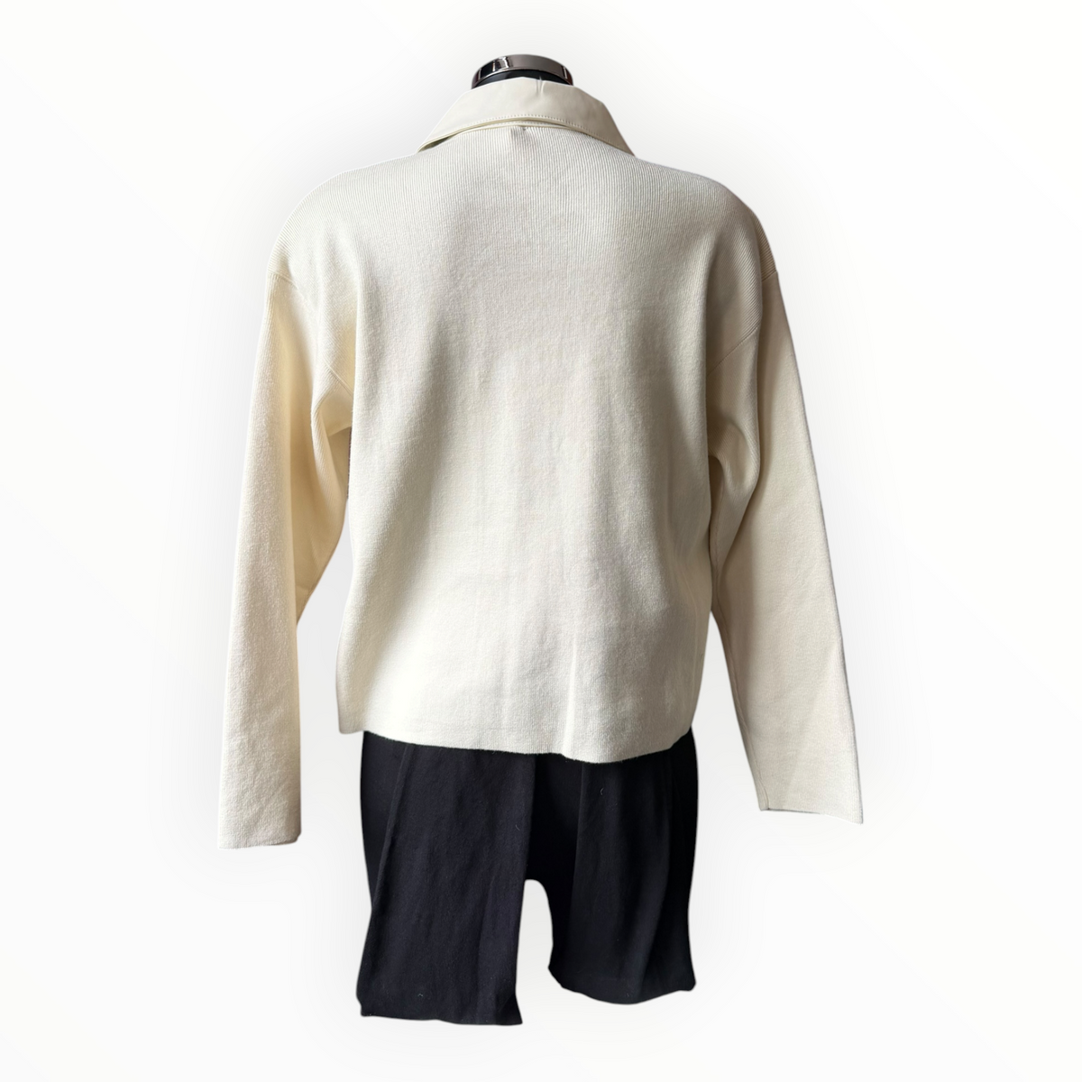 Tiffany faux leather detail cardigan - Beige
