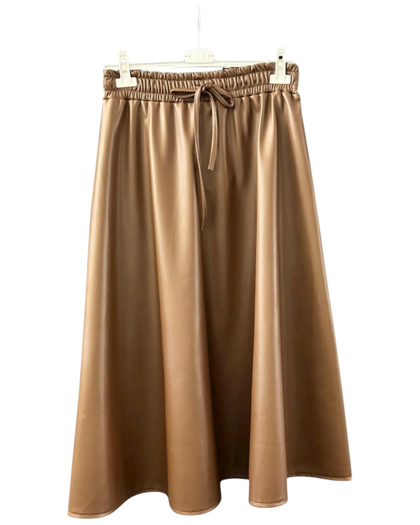 Alma faux leather midi skirt - Tan