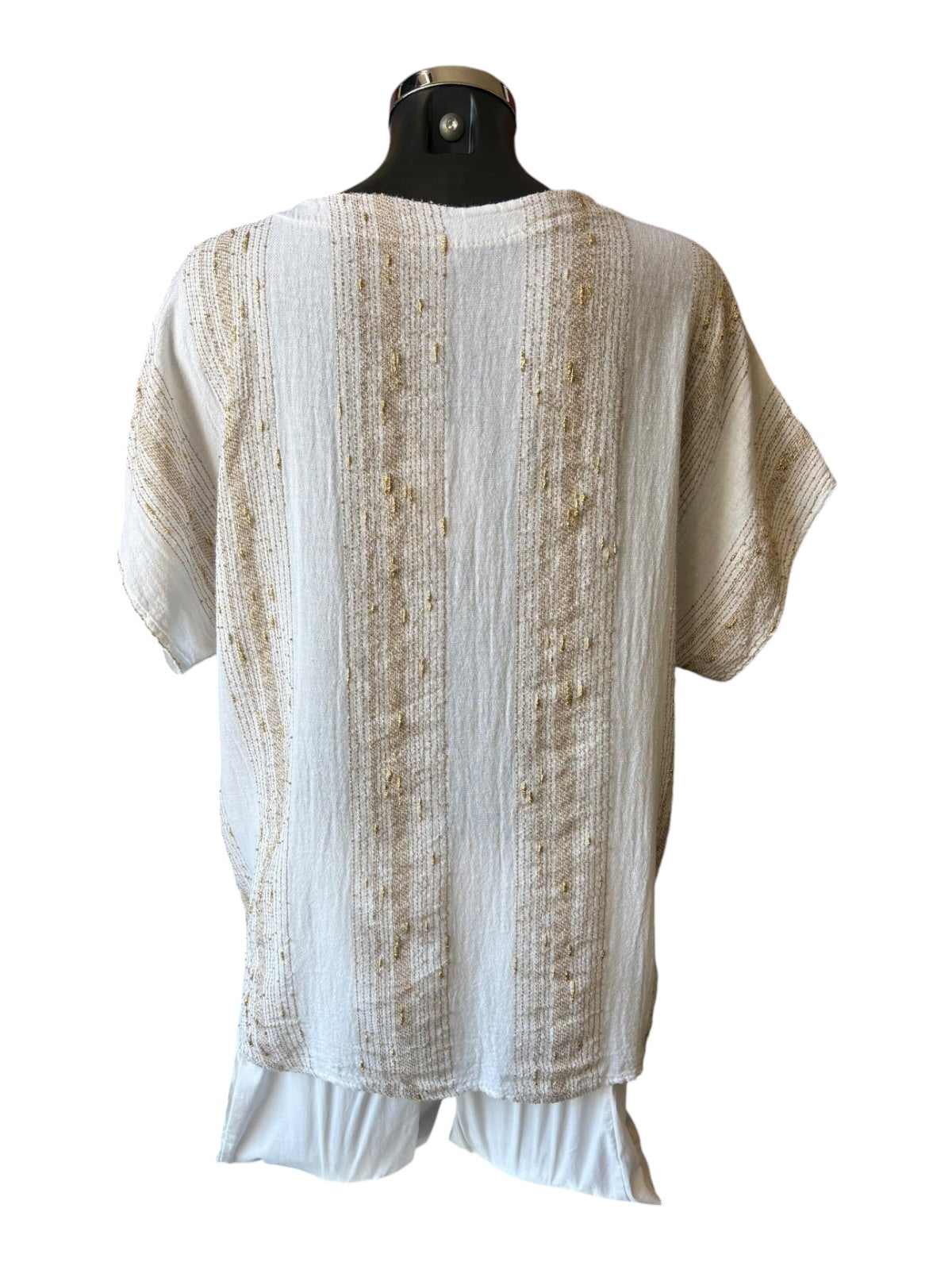 Caprice range linen and cotton gold thread relaxed fit top