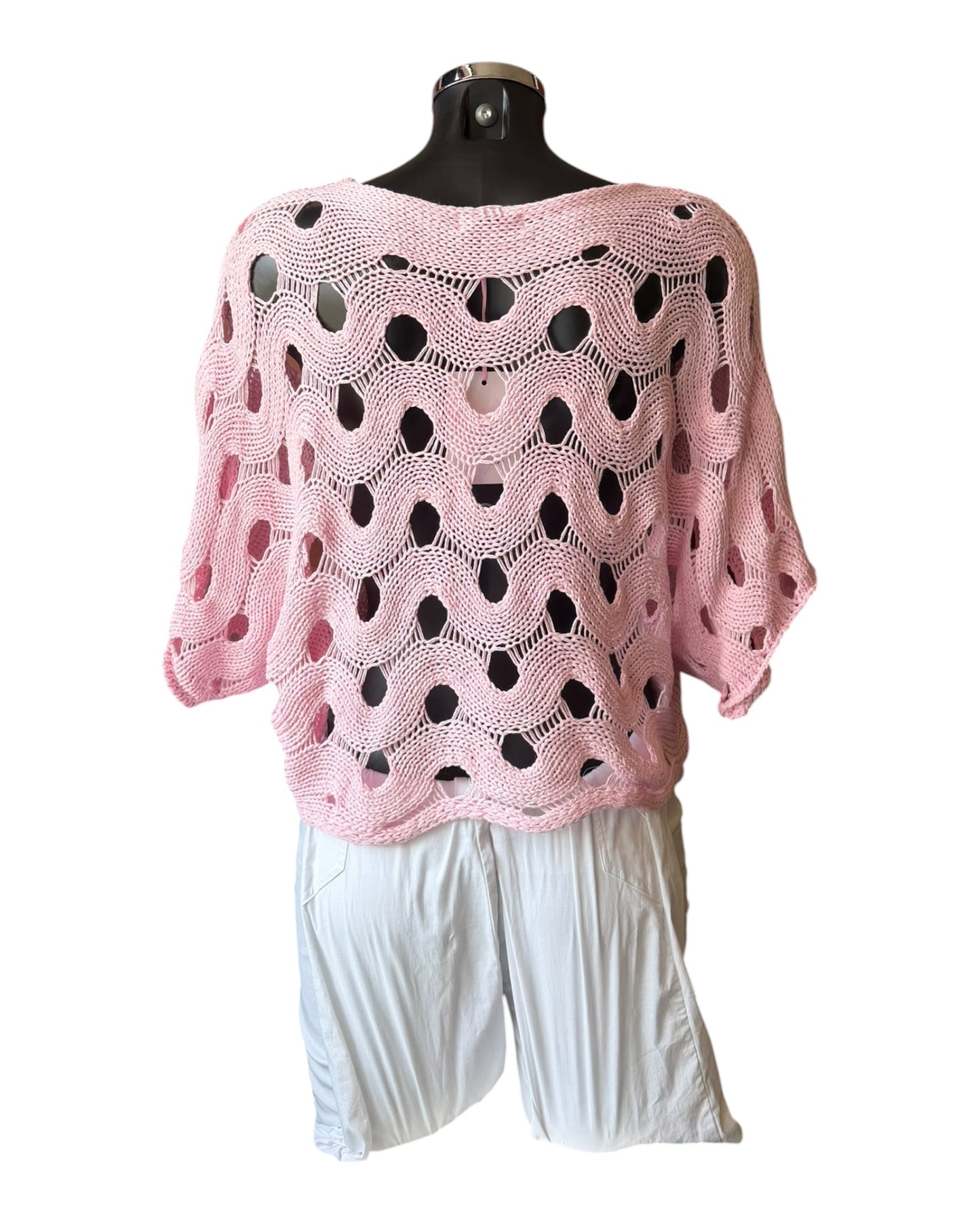 Faith open knit short jumper - Pink