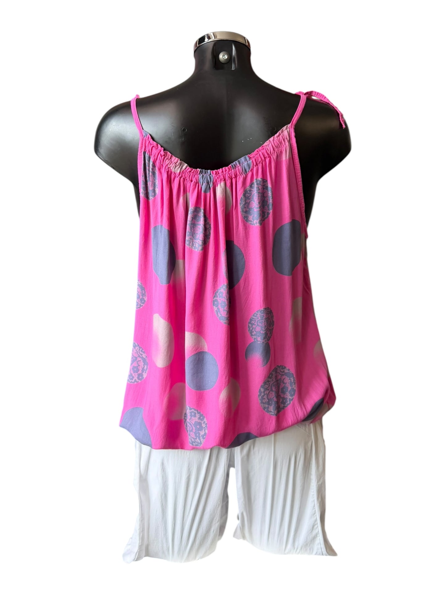 Doris strappy spot vest top - Cerise