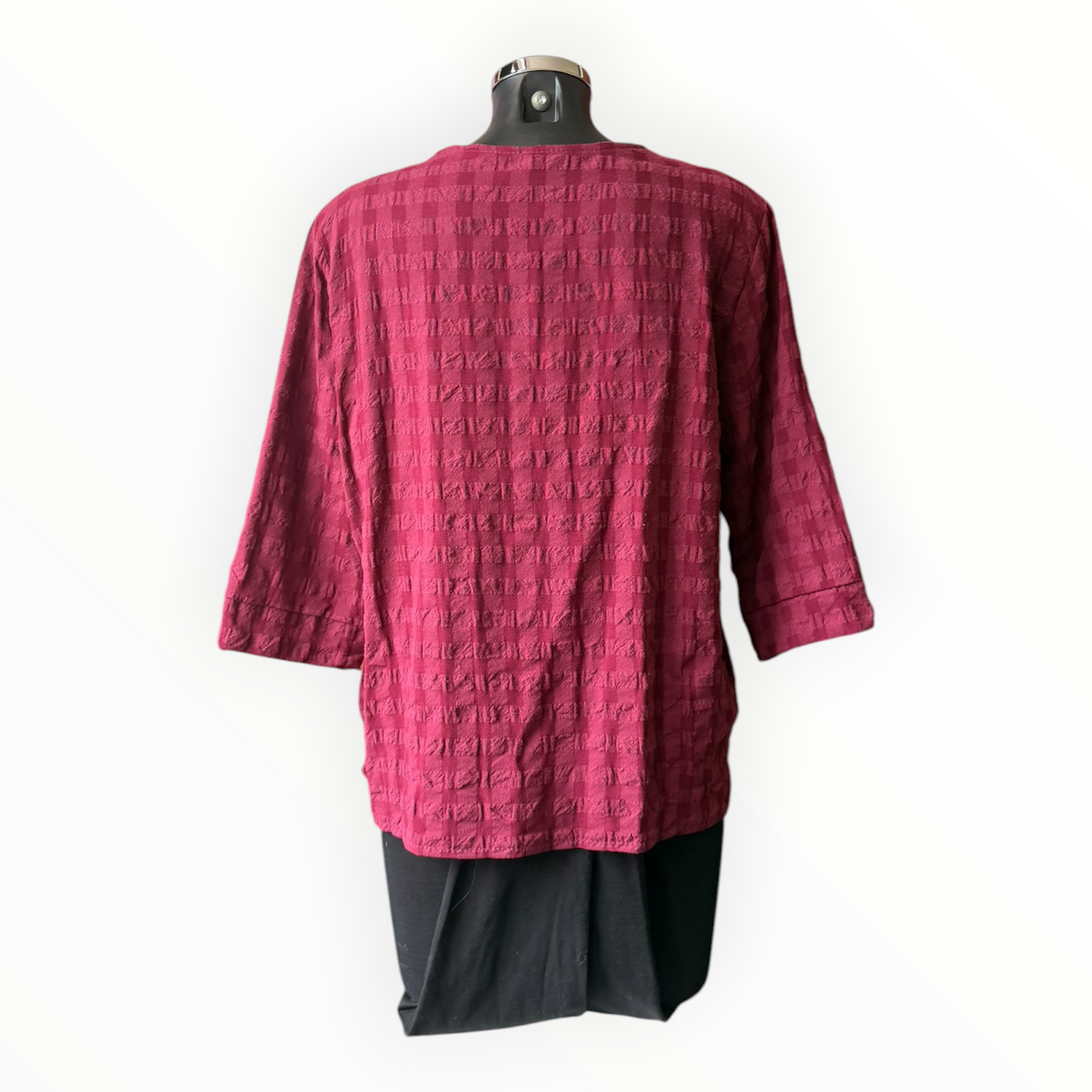 Eliza range checked jacket top - Wine