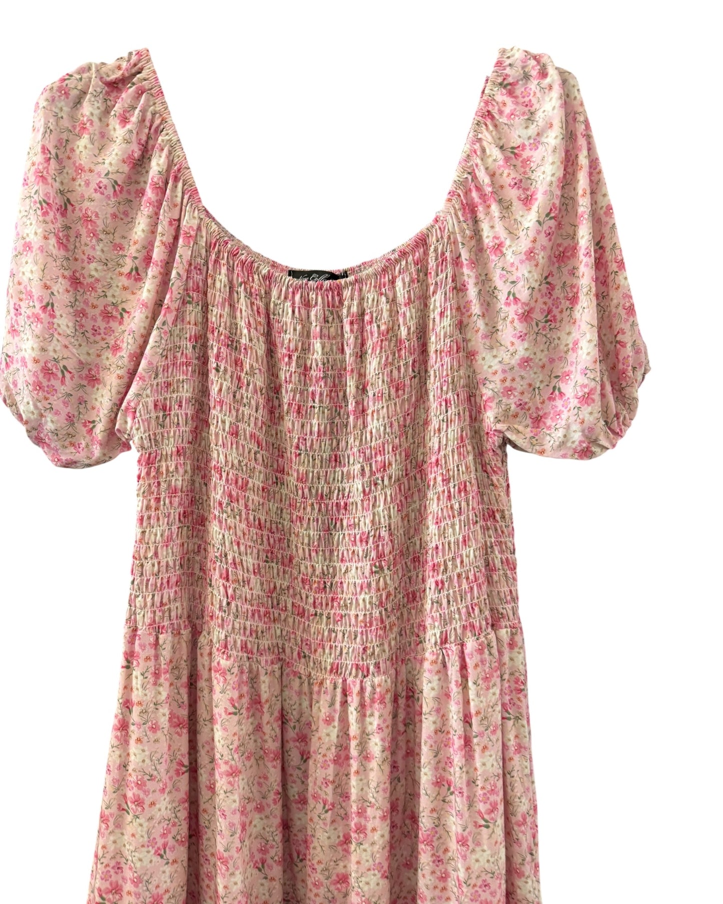 Lyla shirred puff sleeve floral jumpsuit - Pink