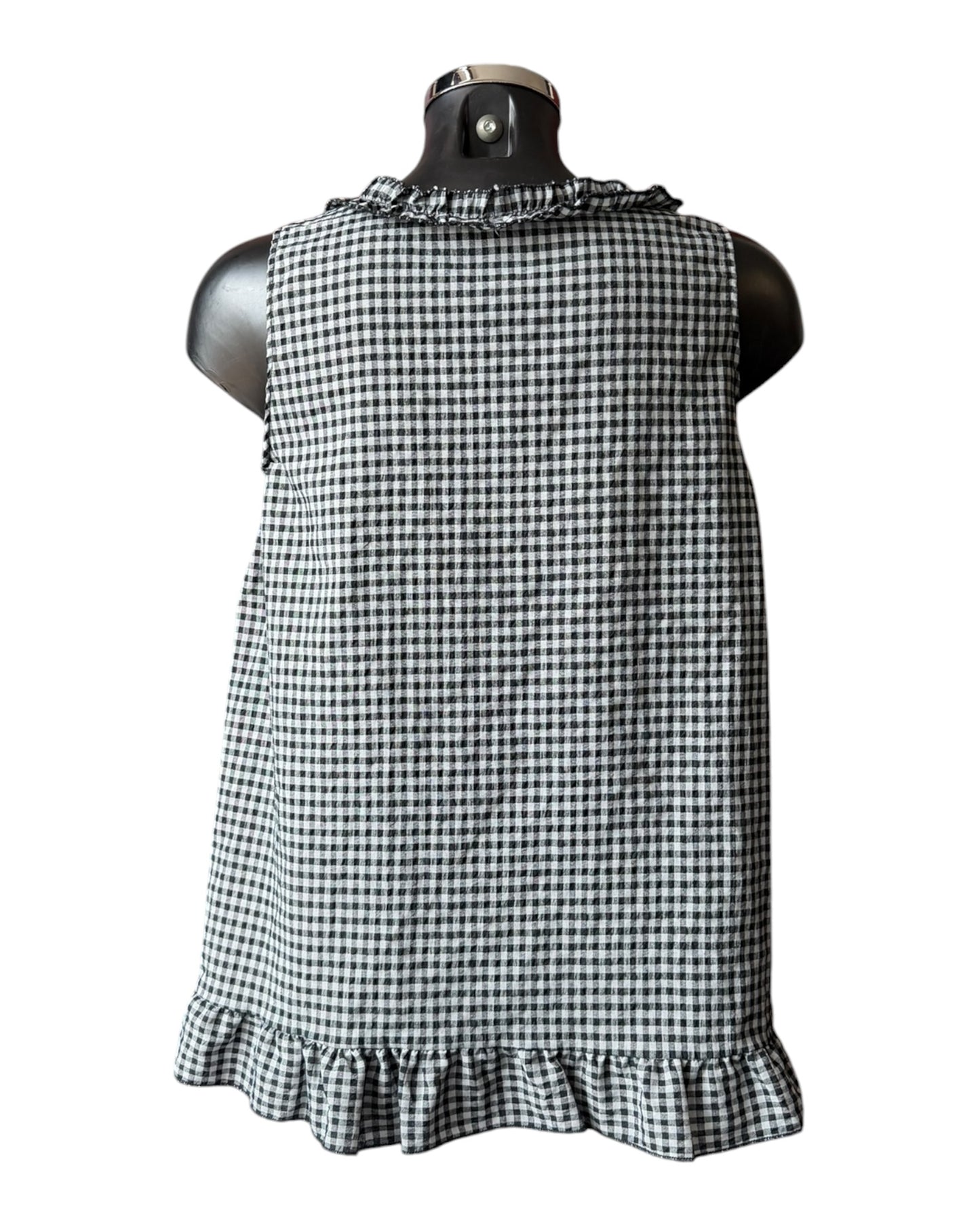 Gia gingham check sleeveless top - Black