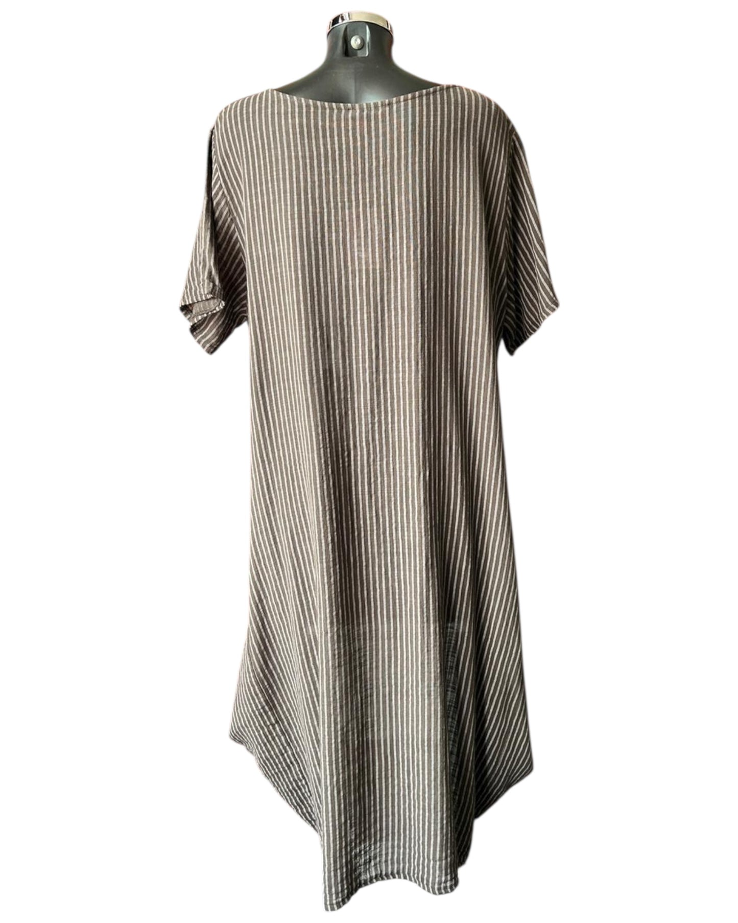 Bonnie striped long cotton dress - Chocolate