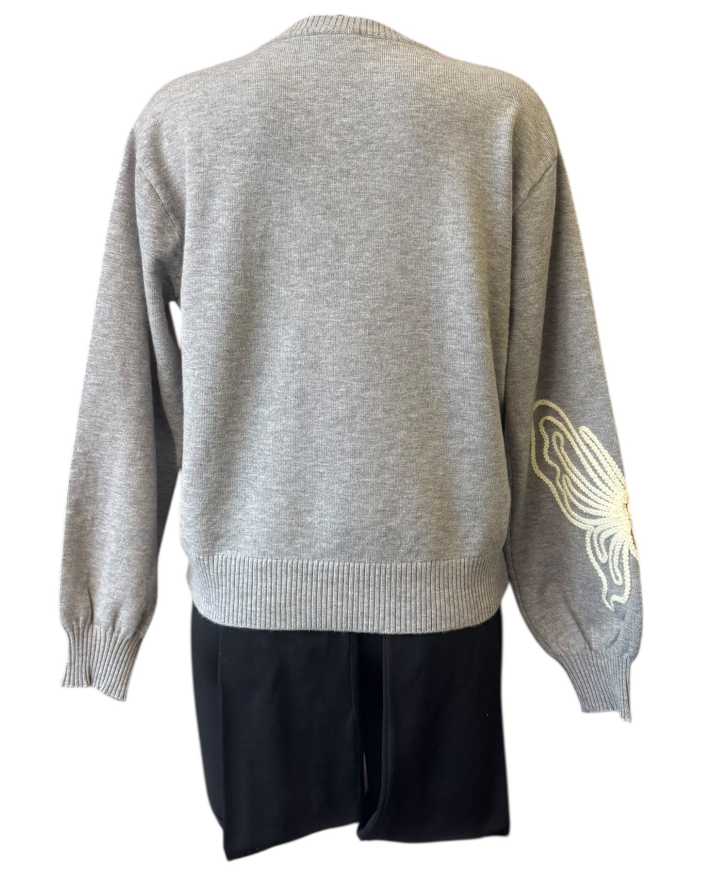 Lizzie appliqué front & sleeve jumper - Grey